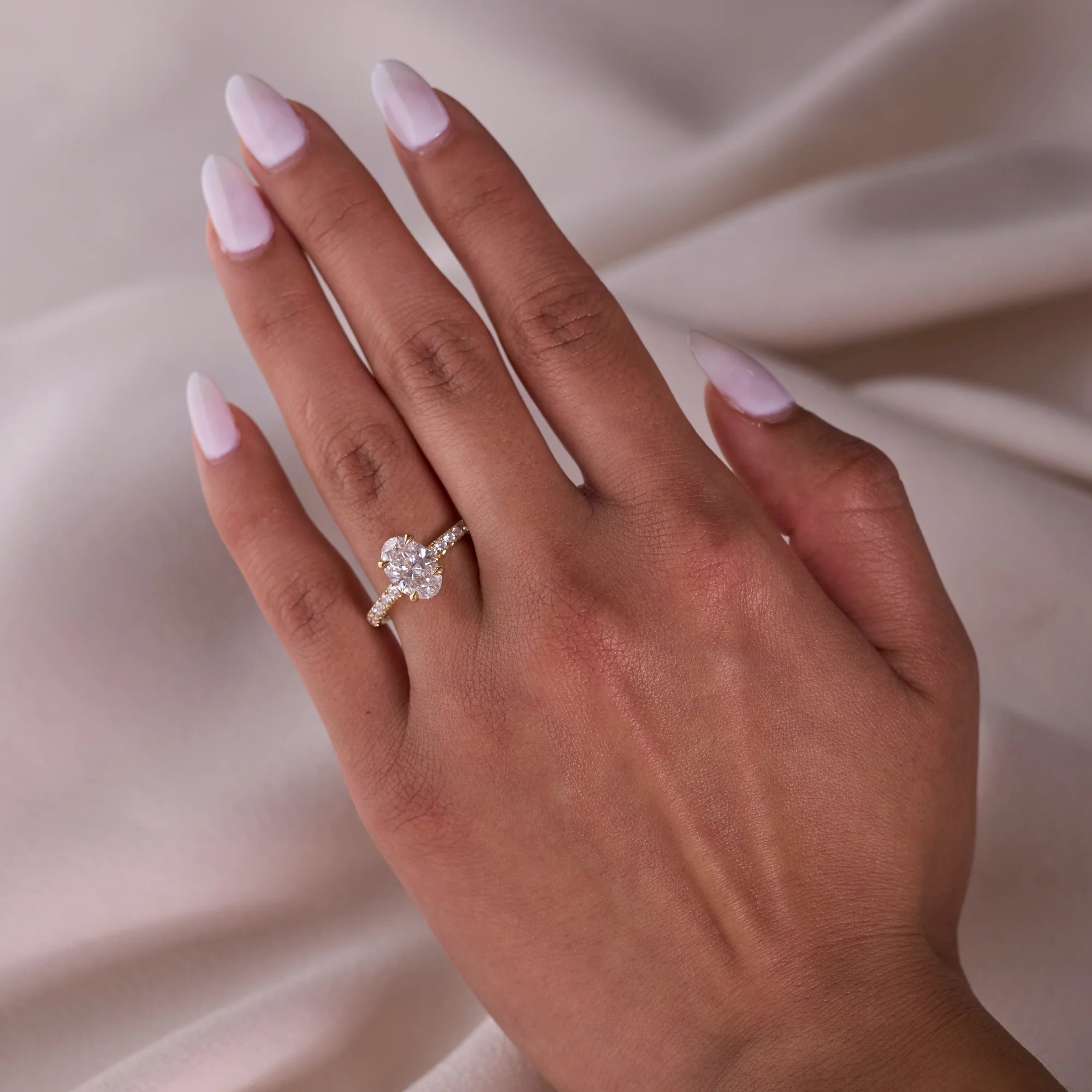 1.52 Oval Lab Diamond Engagement Ring with Double Hidden Halo - Image 3