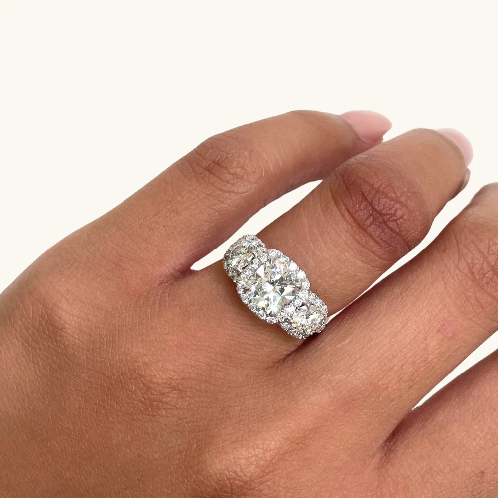 1.60 Cushion Natural Diamond 3-Stone Engagement Ring - Image 5