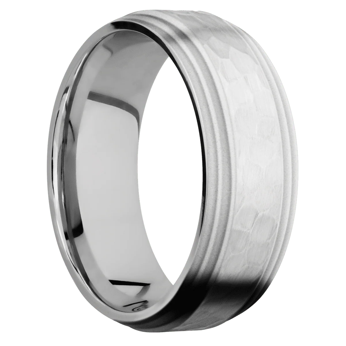 14K White Gold + Hammer , Bead Finish