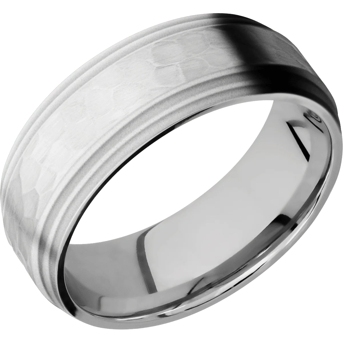 14K White Gold + Hammer , Bead Finish - Image 2