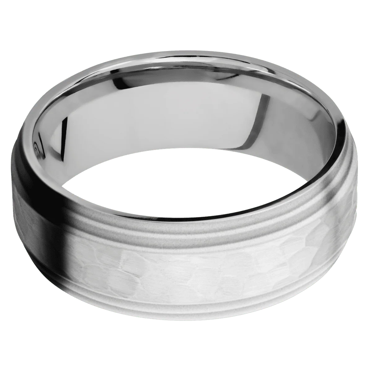 14K White Gold + Hammer , Bead Finish - Image 3