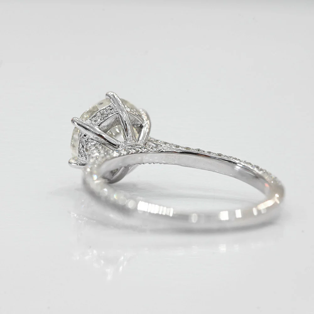 2.01 Round Natural Diamond Engagement Ring with Hidden Halo - Image 3