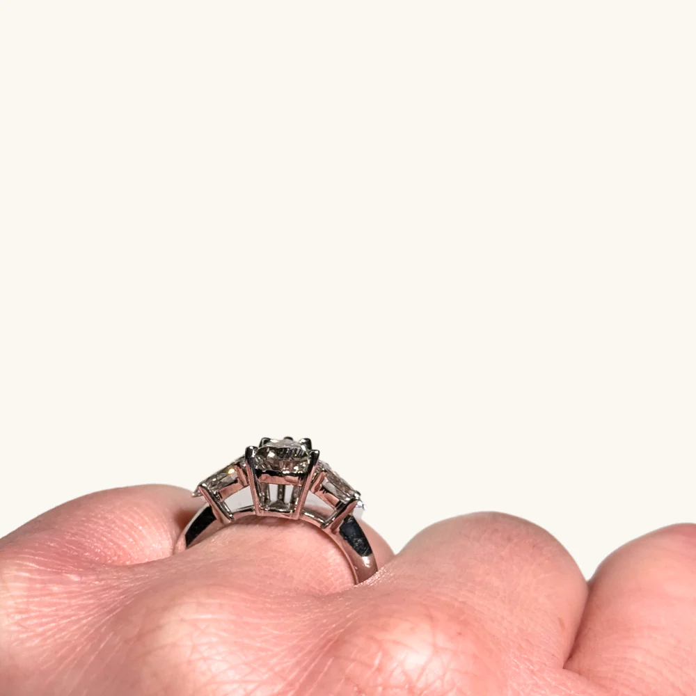 1.74 Emerald Lab Diamond 3-Stone Engagement Ring - Image 4