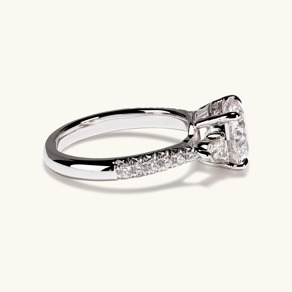2.59 Round Lab Diamond 3-Stone Engagement Ring with Hidden Halo - Image 3