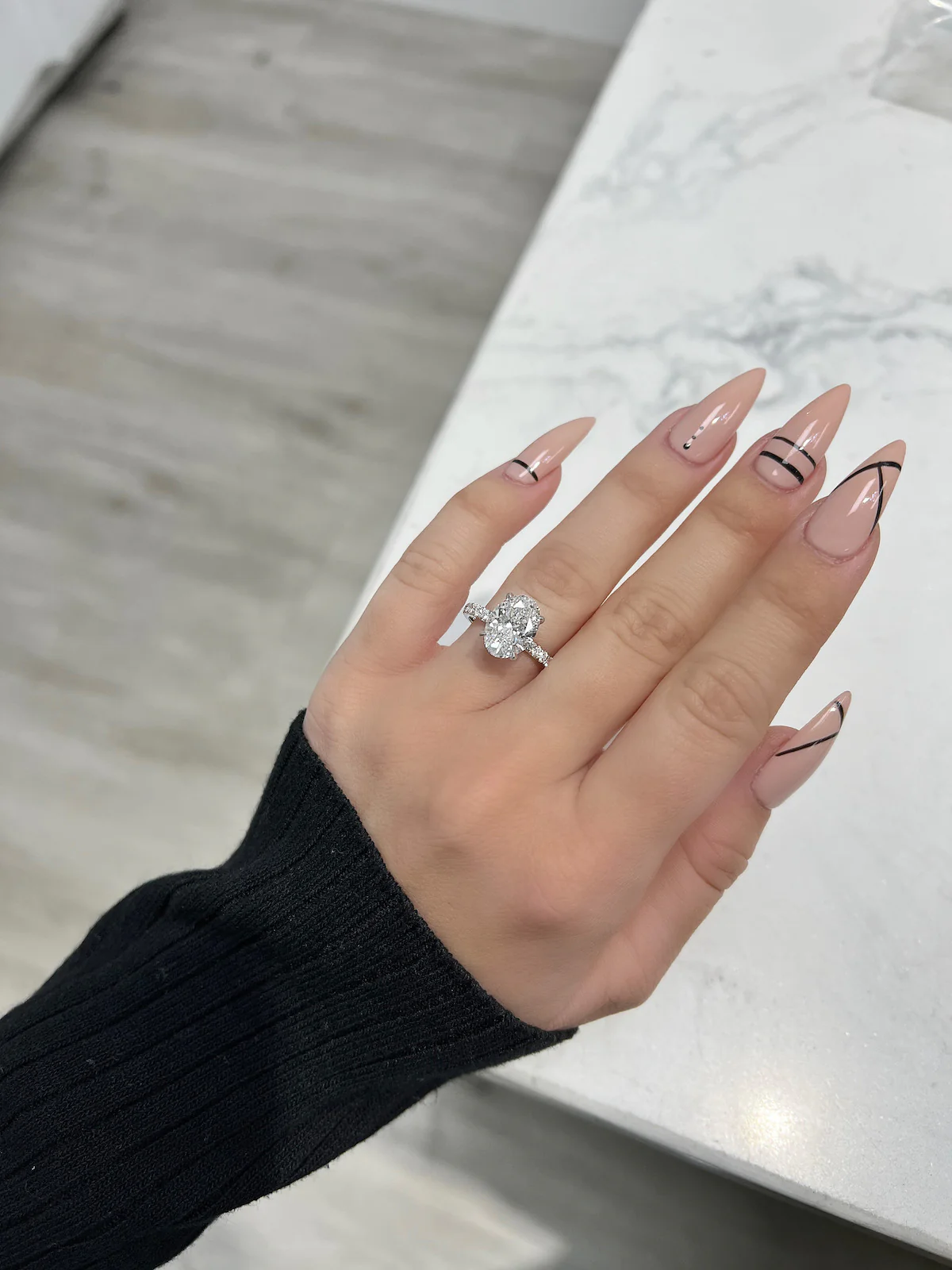 3.00 Carat Oval Natural Diamond Engagement Ring with Hidden Halo - Image 3