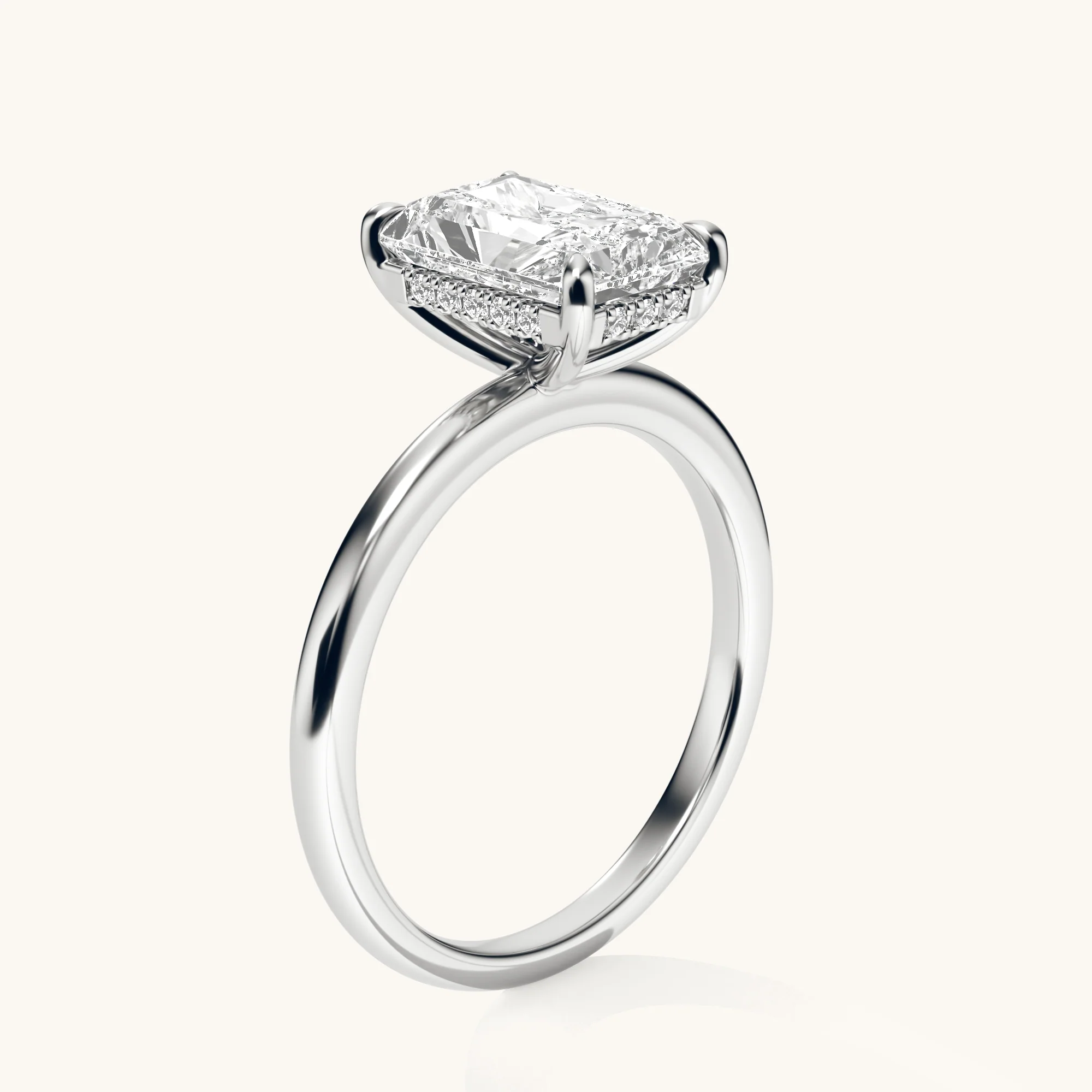 Radiant Lab Diamond Solitaire Engagement Ring with Hidden Halo - Image 7