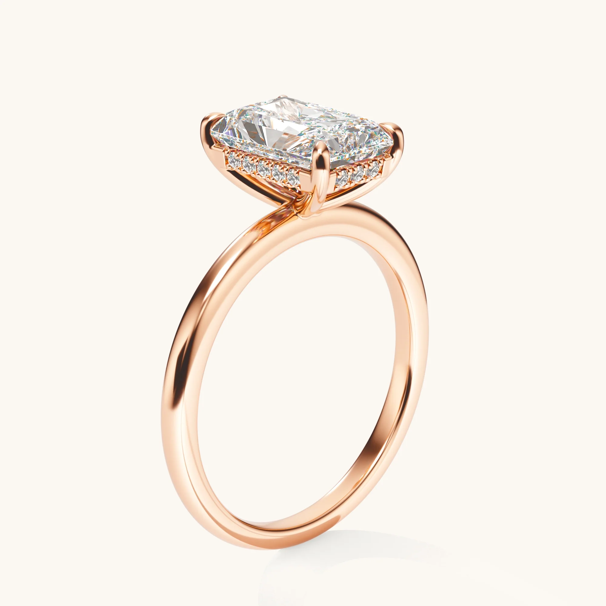 Radiant Lab Diamond Solitaire Engagement Ring with Hidden Halo - Image 9
