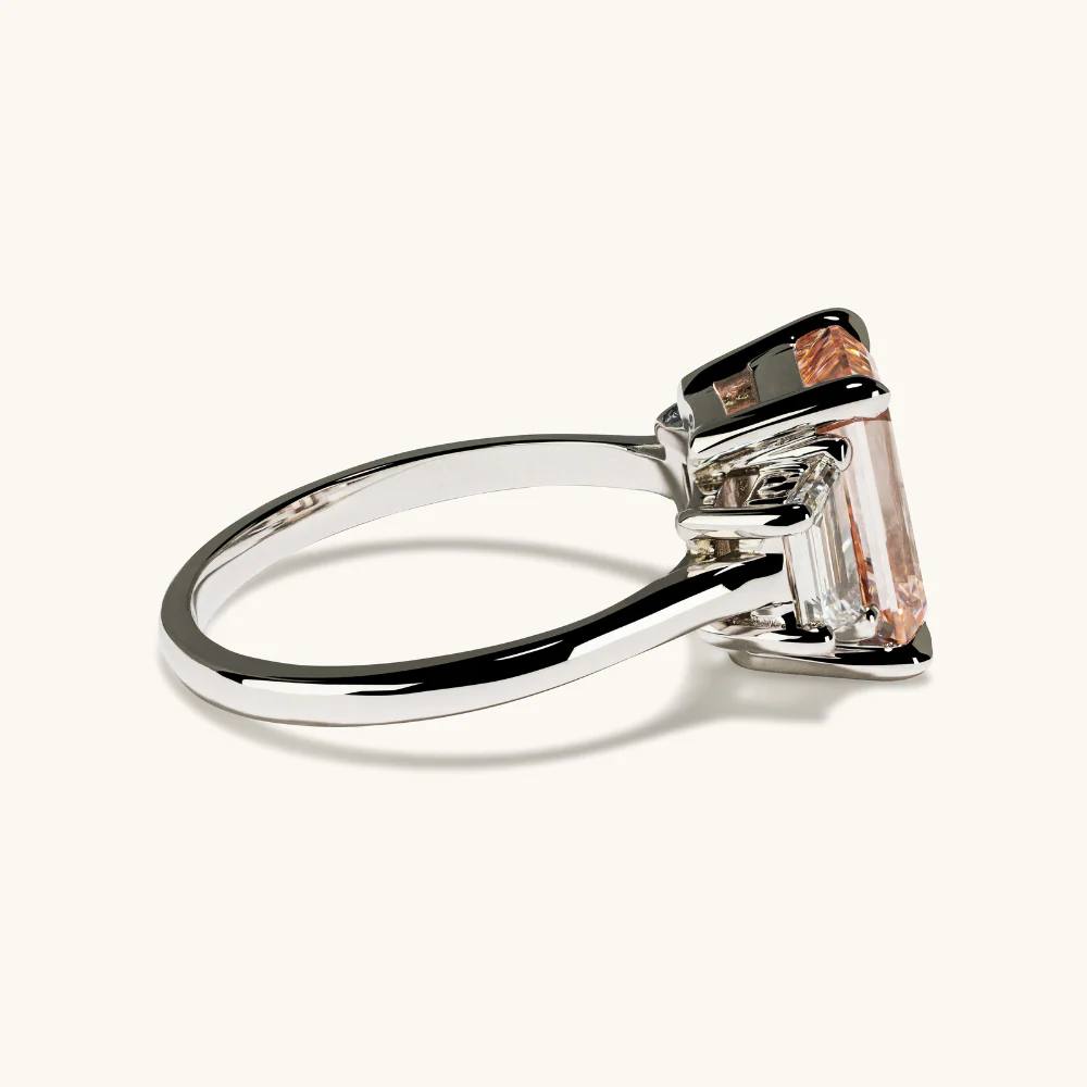 3.13 Pink Emerald Lab Diamond 3-Stone Engagement Ring - Image 3