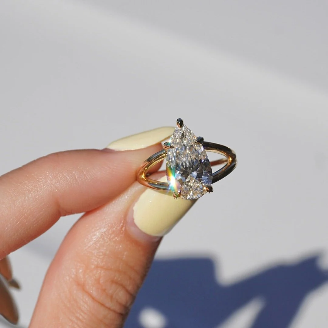 3.91 Pear Lab Diamond Split Shank Engagement Ring - Image 4