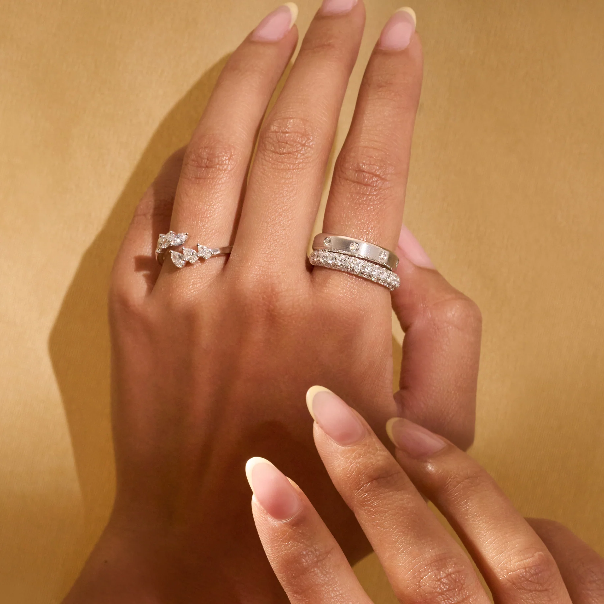 Three Row Pave Diamond Halfway Band - Image 4