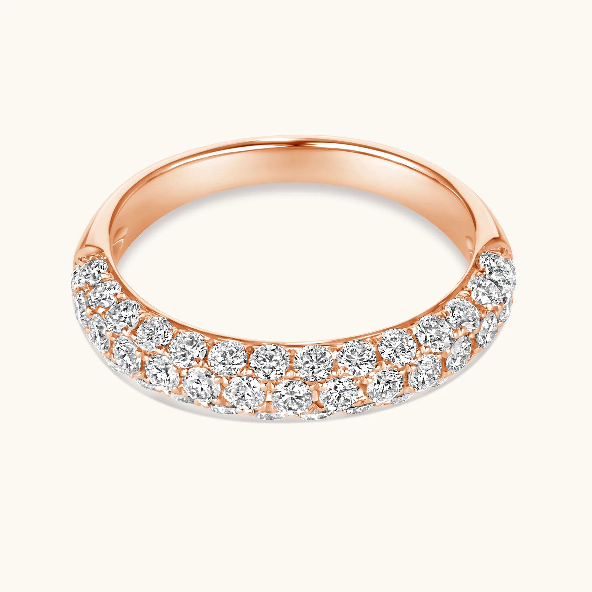 Three Row Pave Diamond Halfway Band - Image 8