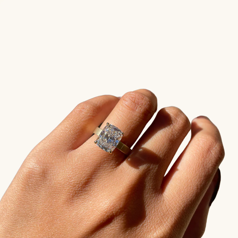 4.09 Cushion Lab Diamond Engagement Ring with Satin Solitaire Setting - Image 2
