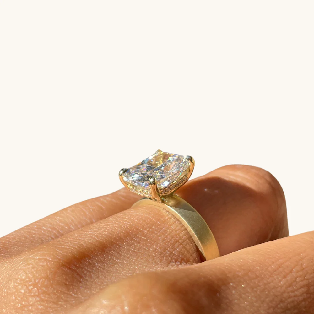 4.09 Cushion Lab Diamond Engagement Ring with Satin Solitaire Setting - Image 4