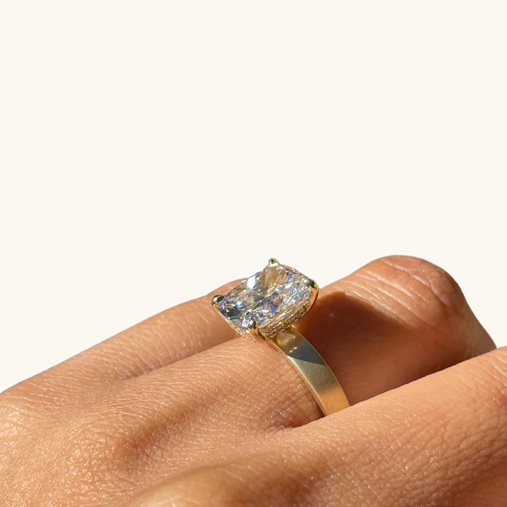 4.09 Cushion Lab Diamond Engagement Ring with Satin Solitaire Setting - Image 5