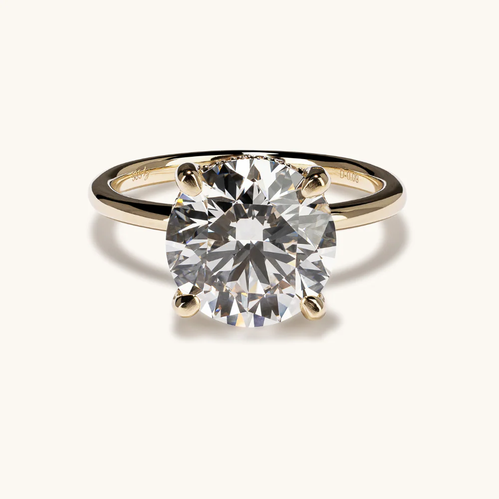 4.31 Round Lab Diamond Engagement Ring with Hidden Halo
