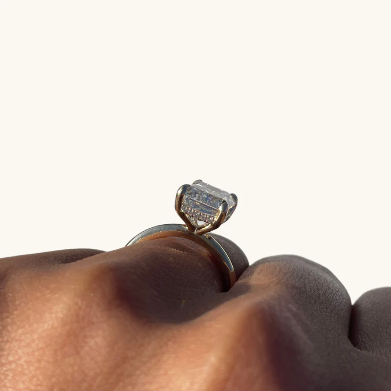 5.01 Radiant Lab Diamond Engagement Ring with Hidden Halo - Image 4