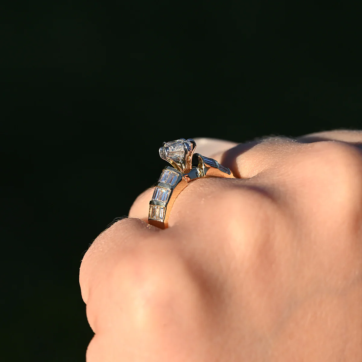 .98 Marquise Natural Diamond Engagement Ring with Diamond Band - Image 3