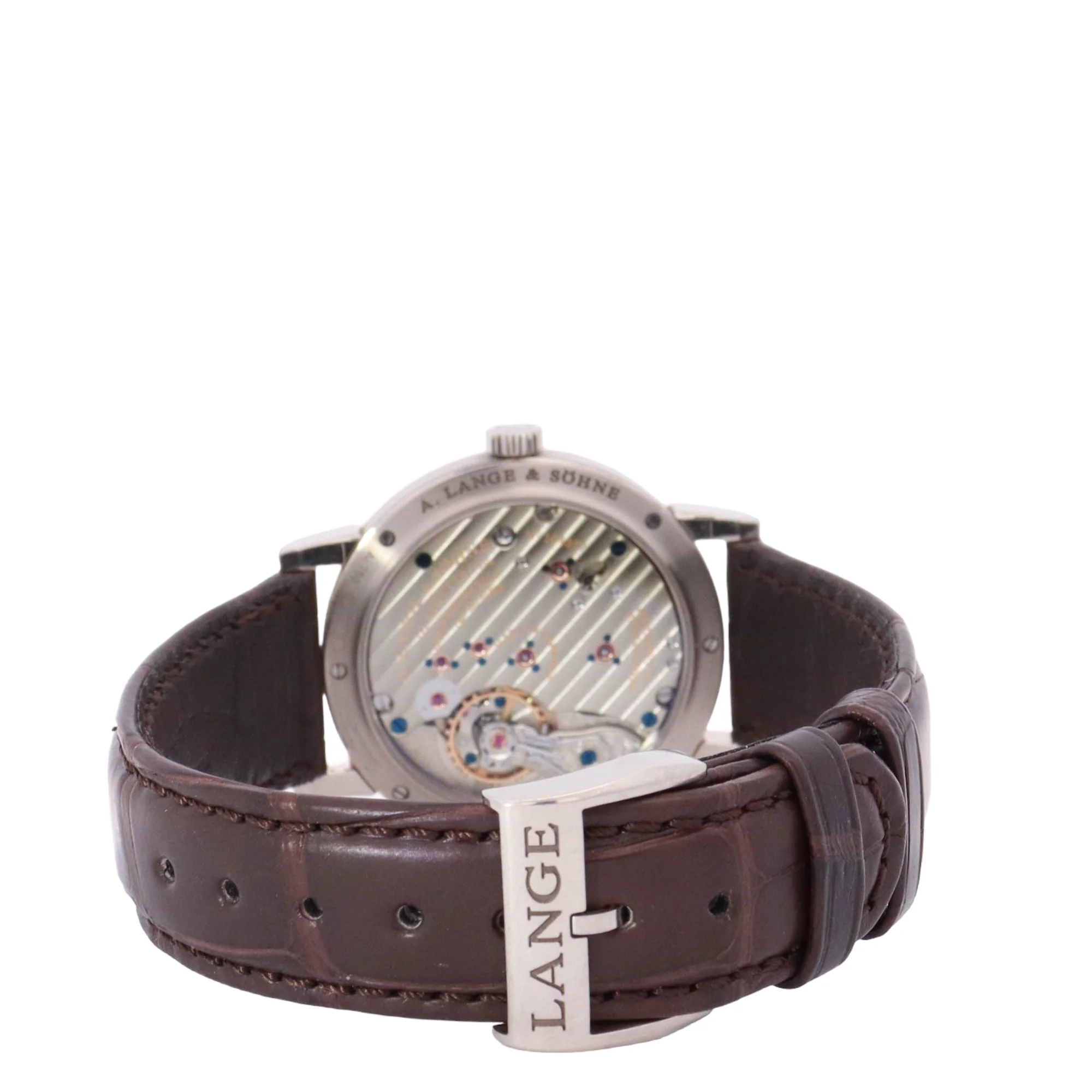 A Lang & Sohne 38.5mm White Gold Silver Arabic Dial Watch Ref# 235.026 - Image 4