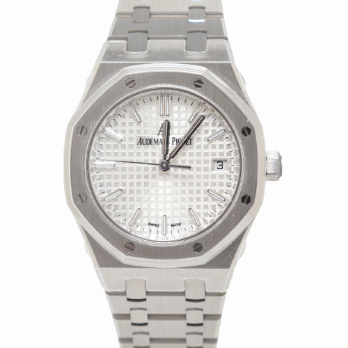 Audemars Piguet Ladies Royal Oak Stainless Steel 34mm White Tappiserie Dial Watch Reference# 77350ST.OO.1261ST.01