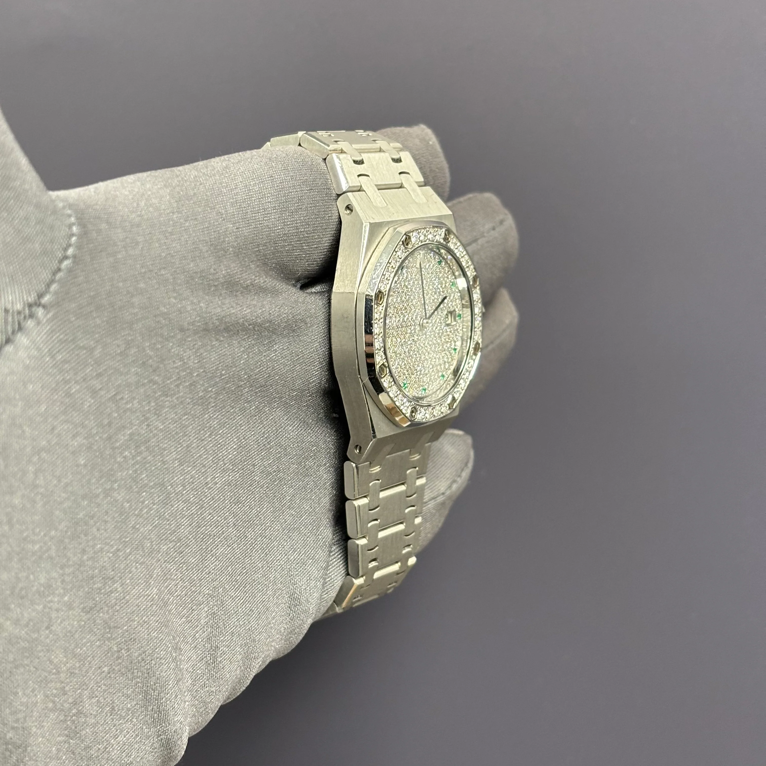 Audemars Piguet Royal Oak 34mm Pave Dial Watch Ref# 15054BC.ZZ.0789BC.01 - Image 3