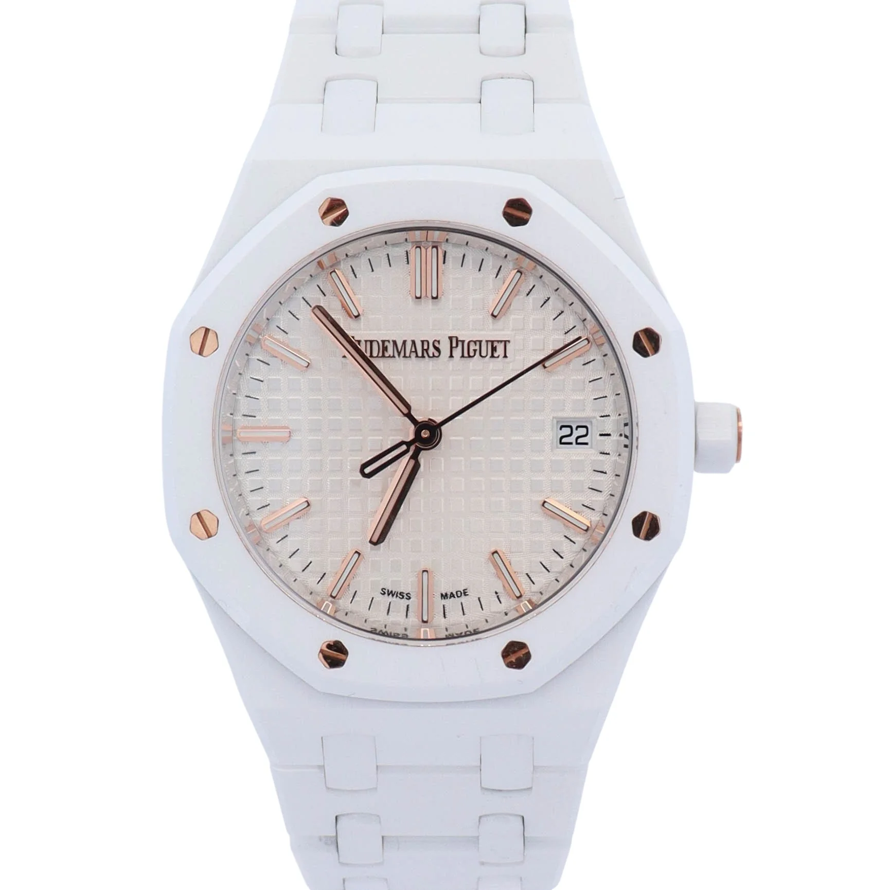 Audemars Piguet Royal Oak 34mm White Dial Watch Ref# 77350CB.OO.1266CB.01