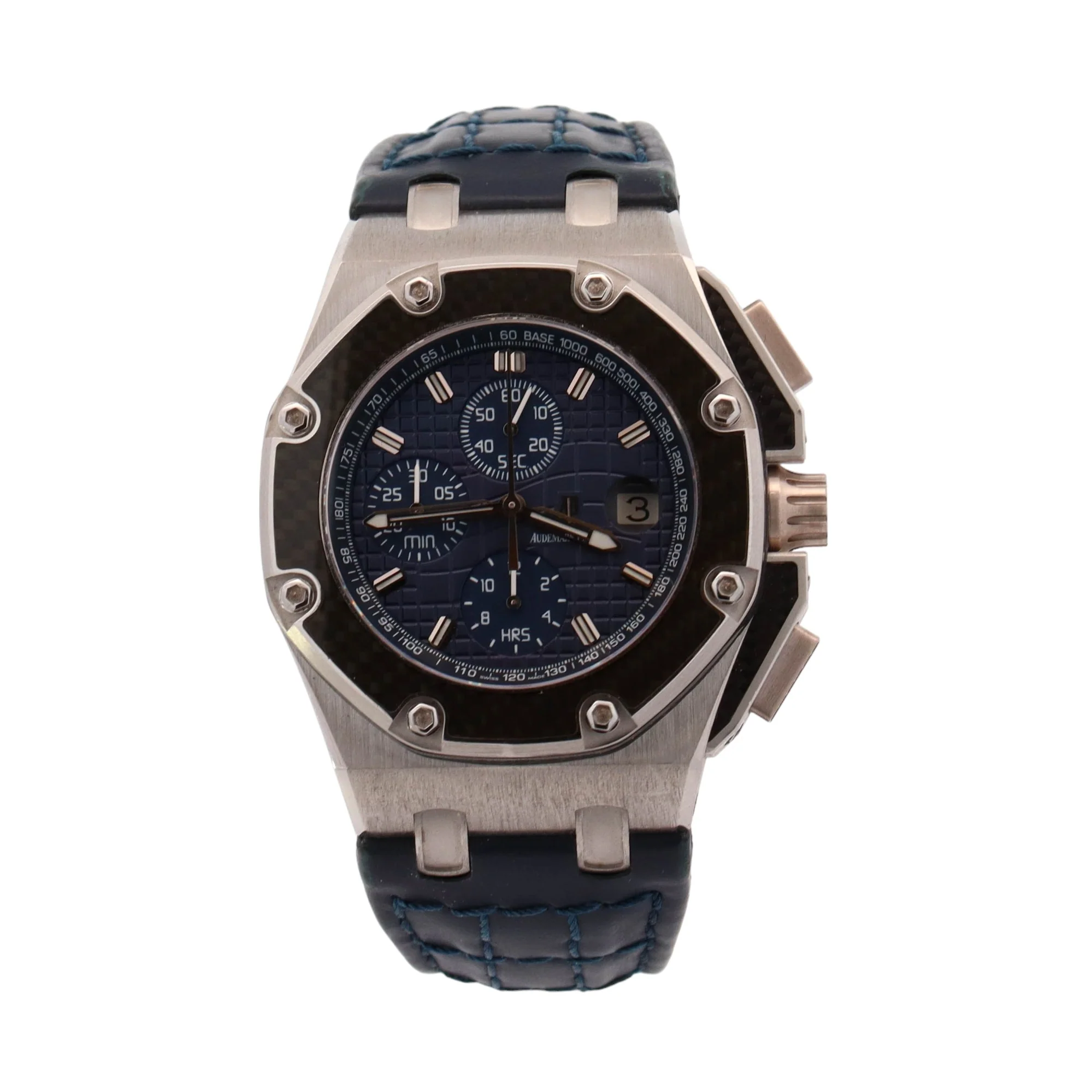 Audemars Piguet Royal Oak Offshore "Juan Pablo Montoya" Platinum 42mm Blue Chronograph Dial Watch Reference #: 26030PO.00.D021IN.01