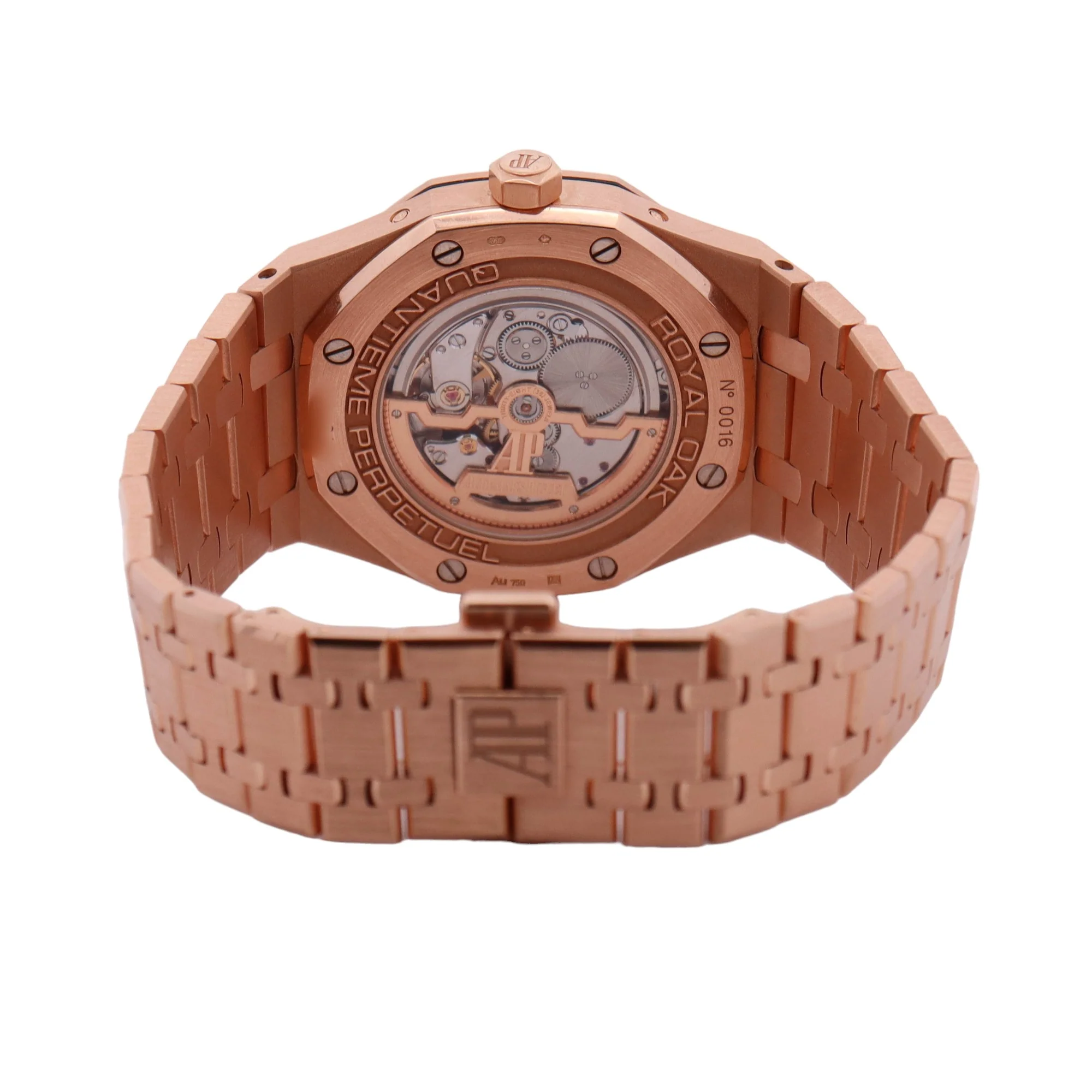 Audemars Piguet Royal Oak Perpetual Calendar Rose Gold Blue Stick Dial Watch Reference #: 26574OR.OO.1220OR.03 - Image 4