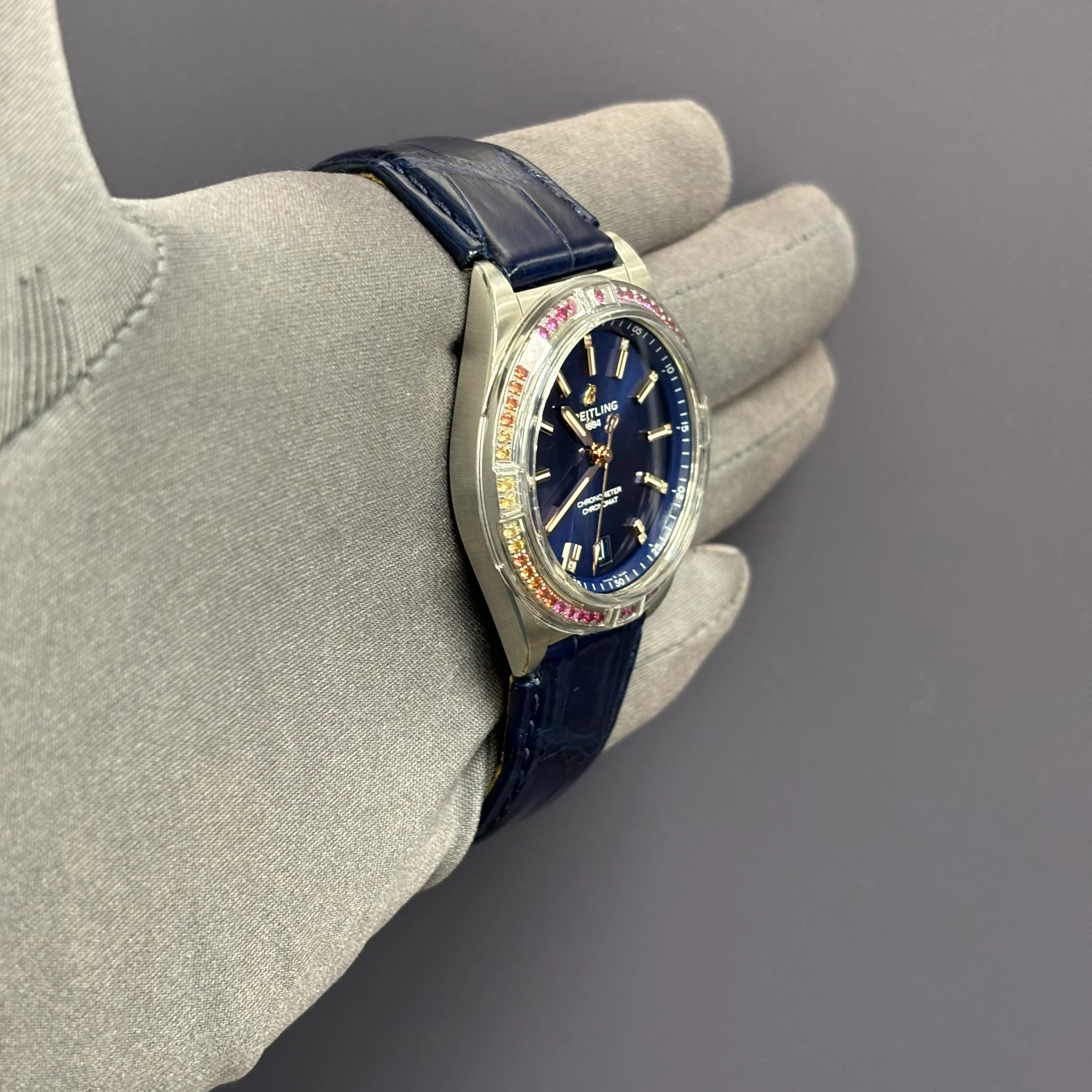 Breitling Chronomat 36mm Blue Dial Watch Ref# A10380 - Image 3