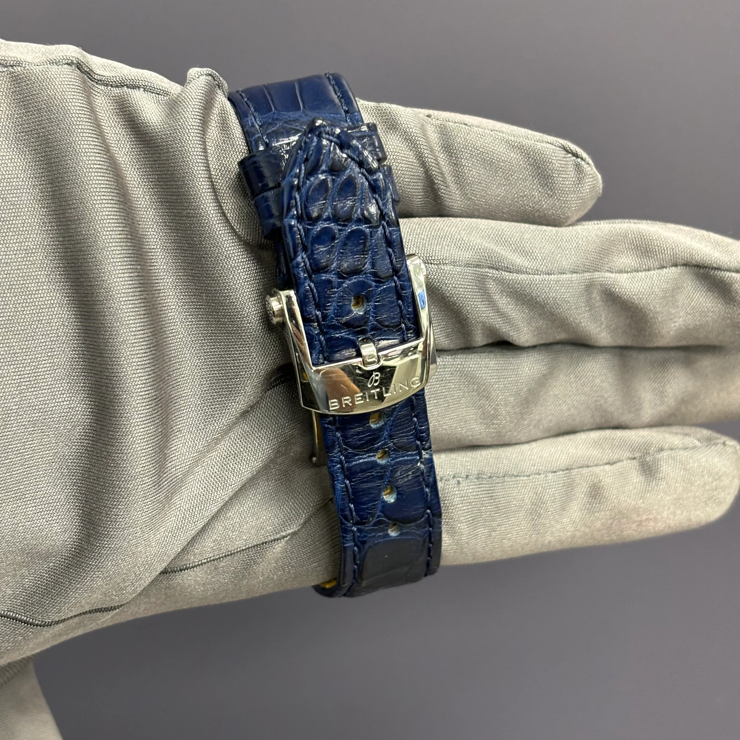 Breitling Chronomat 36mm Blue Dial Watch Ref# A10380 - Image 4