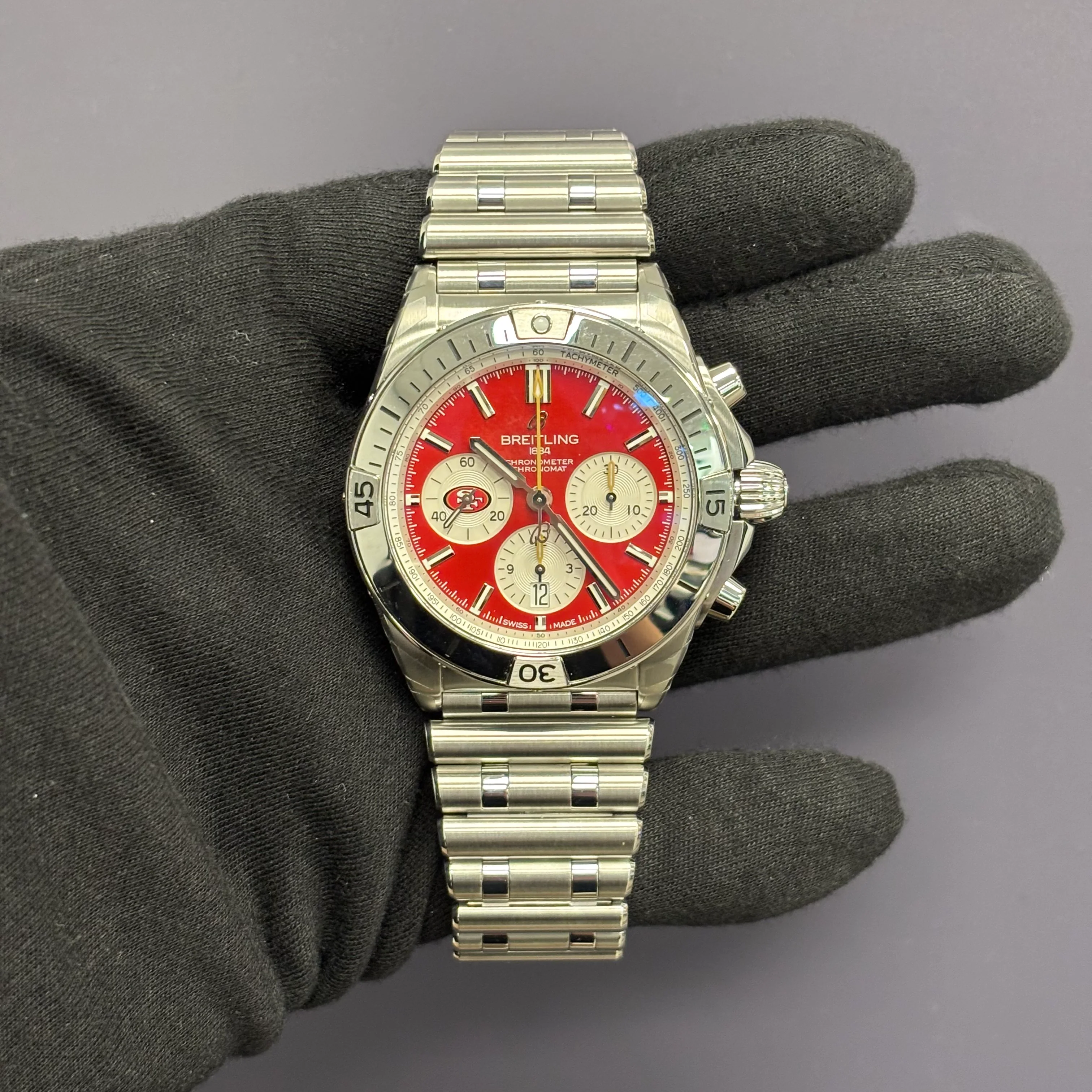 Breitling Chronomat 42mm Red Dial Watch Ref# AB0134 - Image 2