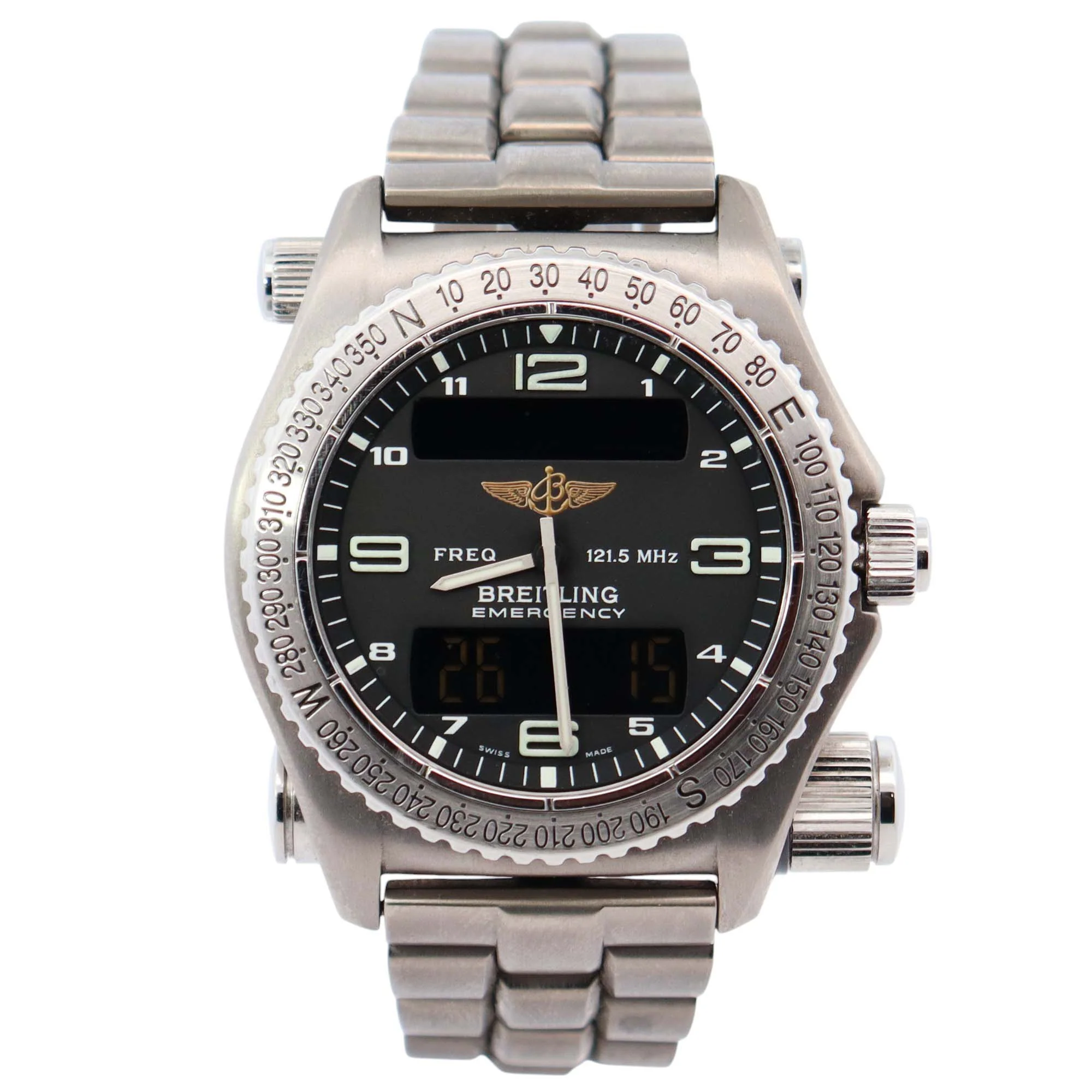 Breitling Emergency 43mm Black Dial Watch Ref# E56321