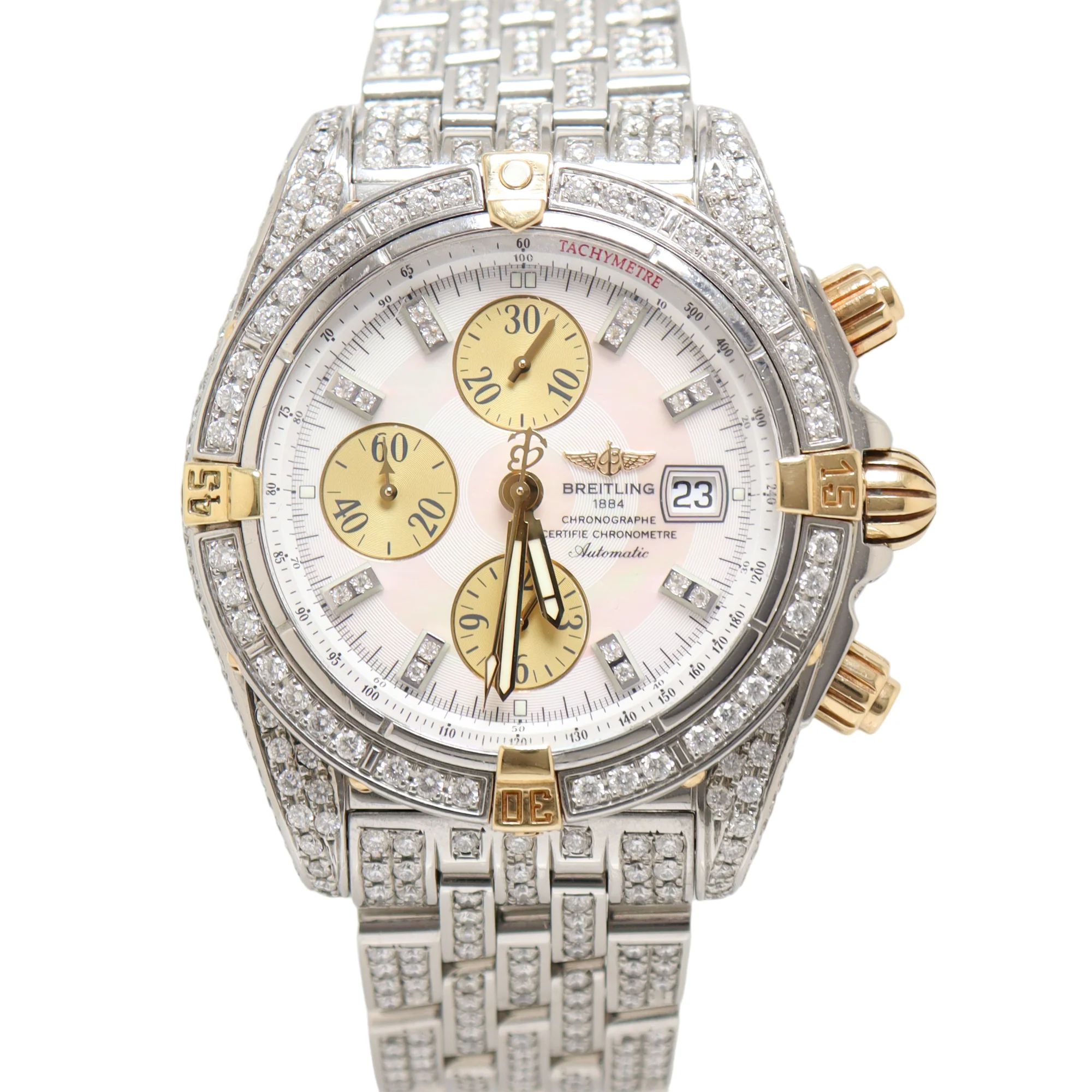 Breitling Evolution Chronomat Diamond Watch with Mother of Pearl Diamond Dial Watch Reference#: B13356