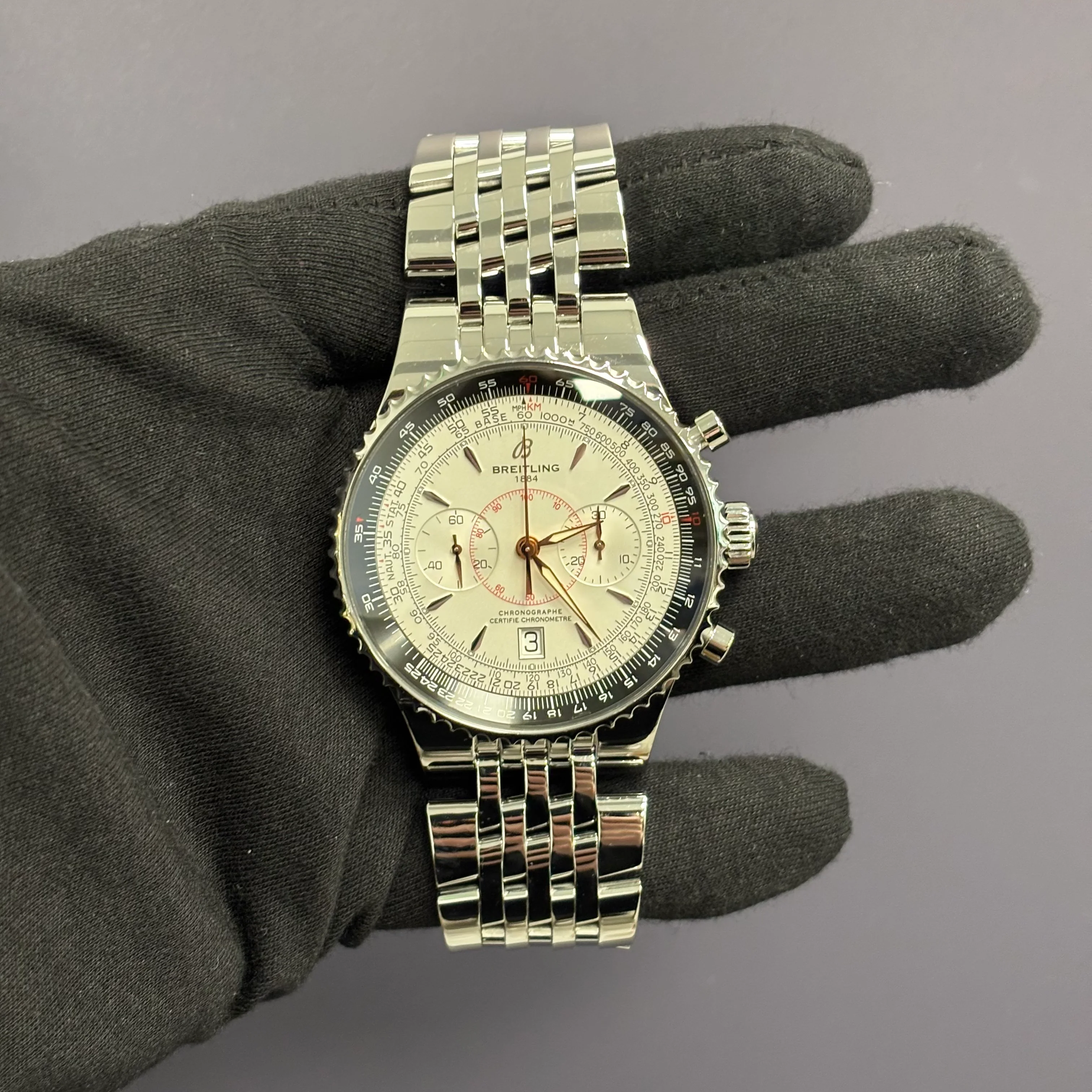 Breitling Montbrilliant 47mm White Dial Watch Ref# A23340 - Image 2