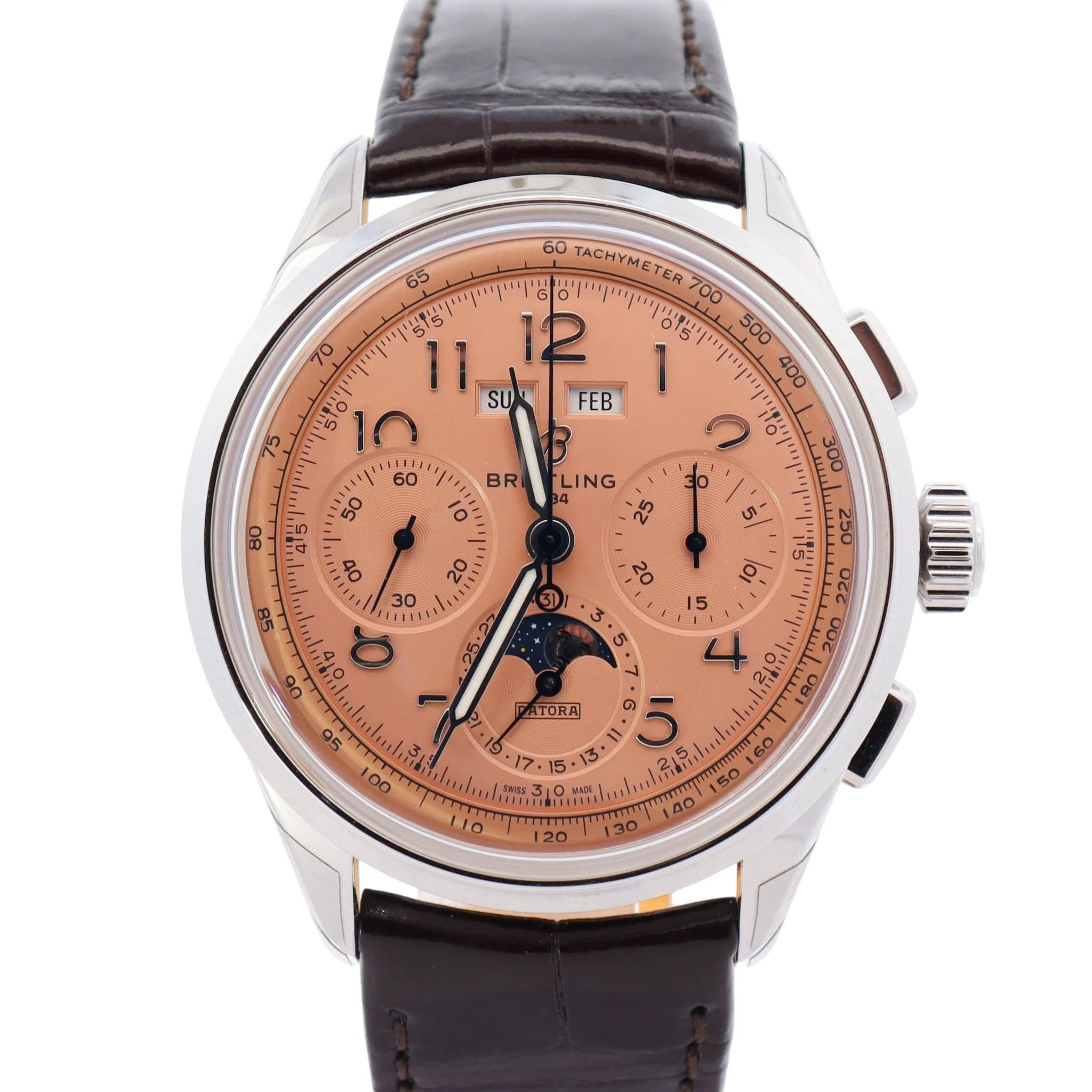 Breitling Premier B25 Datora 42mm Copper Dial Watch Ref# AB2510201K1P1
