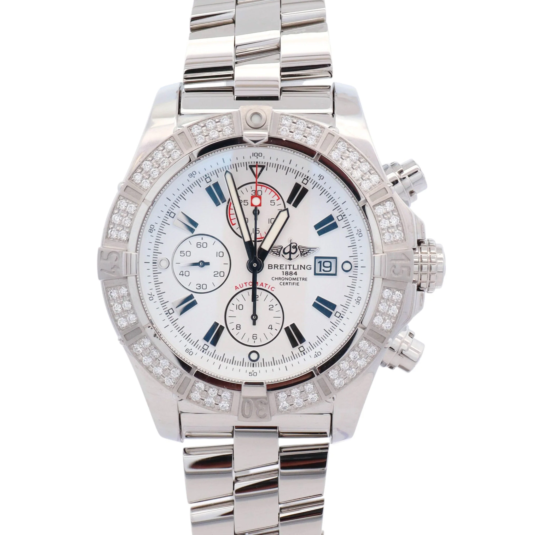 Breitling Super Avenger 48mm White Chronograph Dial Watch Ref# A13370