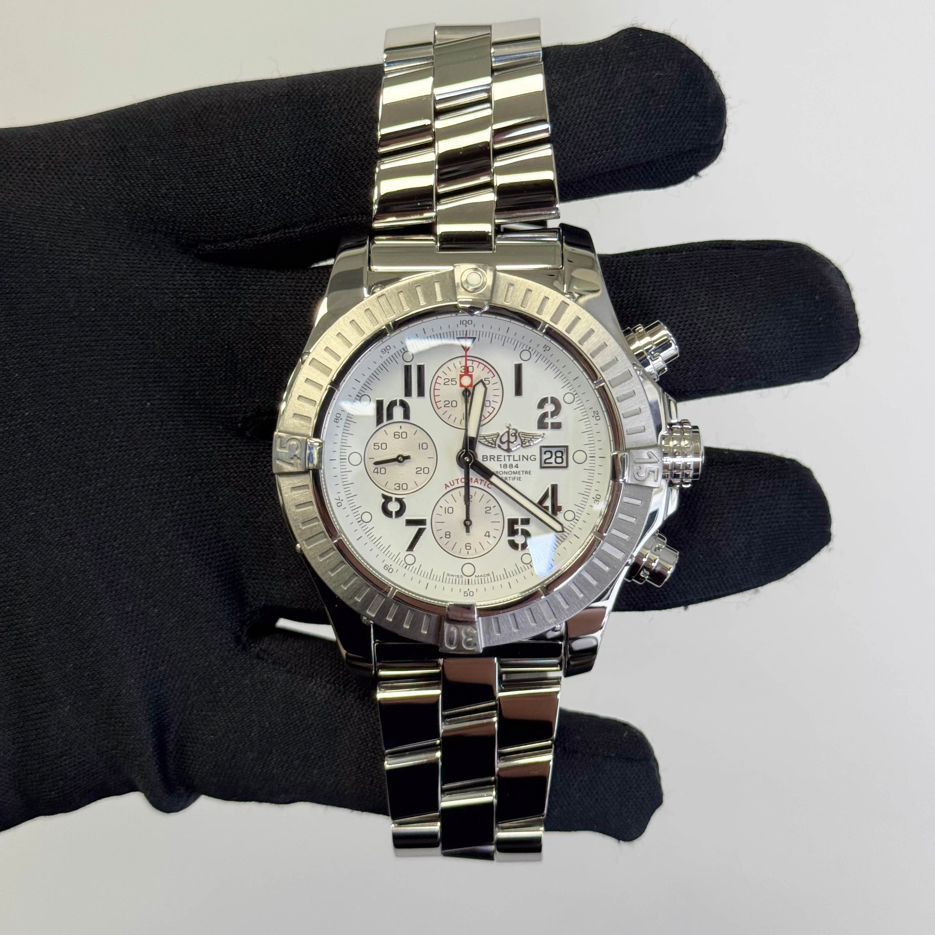 Breitling Super Avenger Stainless Steel 48mm White Dial Watch Ref# A13370 - Image 2
