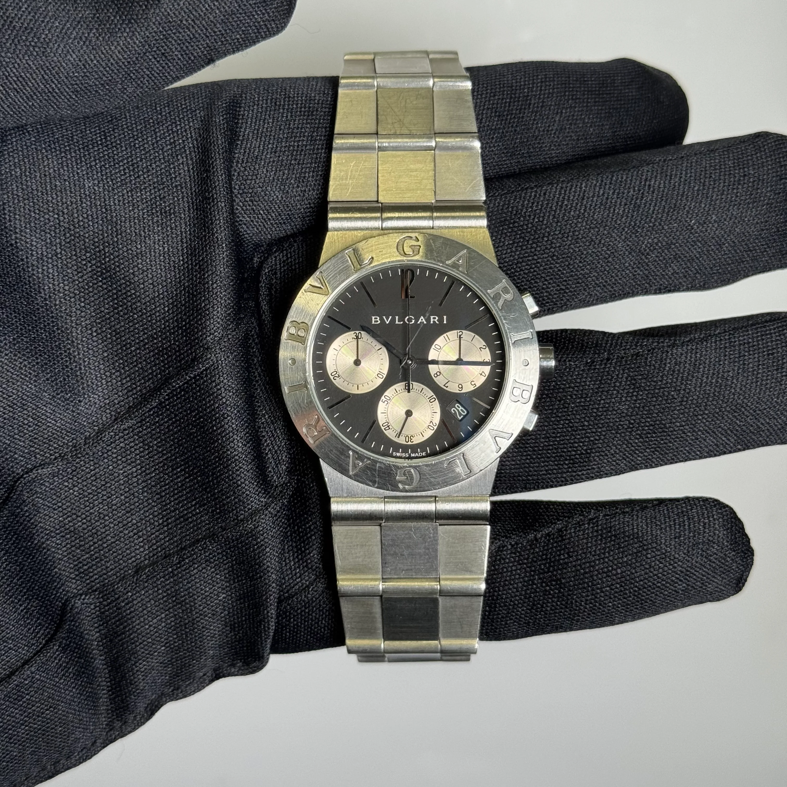 Bvlgari Diagono 36mm Black Chronograph Dial Watch Ref# CH35S - Image 2