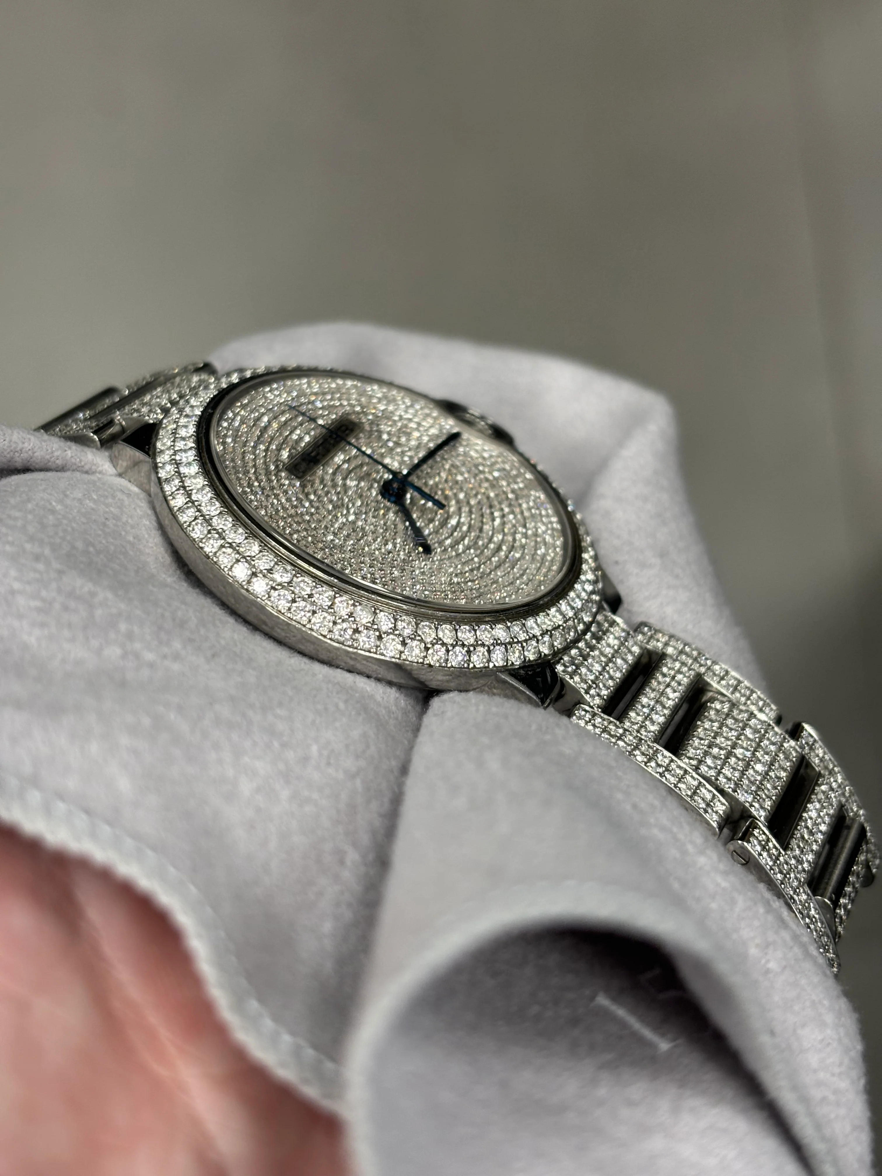 Cartier Ballon Bleu Stainless Steel 42mm Custom Pave Dial Watch Reference #: W69012Z4 - Image 4