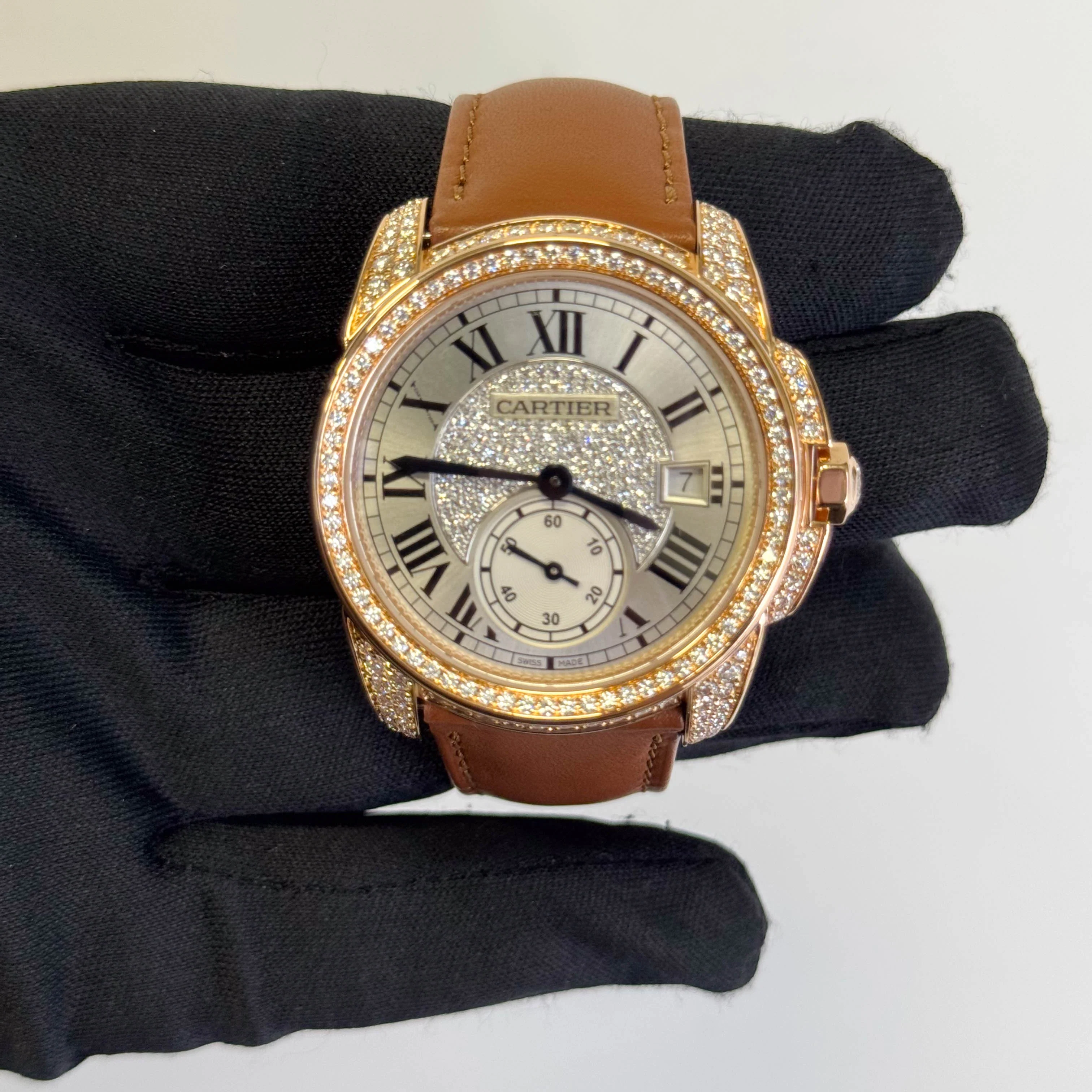 Cartier Calibre 38mm Pave Dial Watch Ref# WF100015 - Image 2