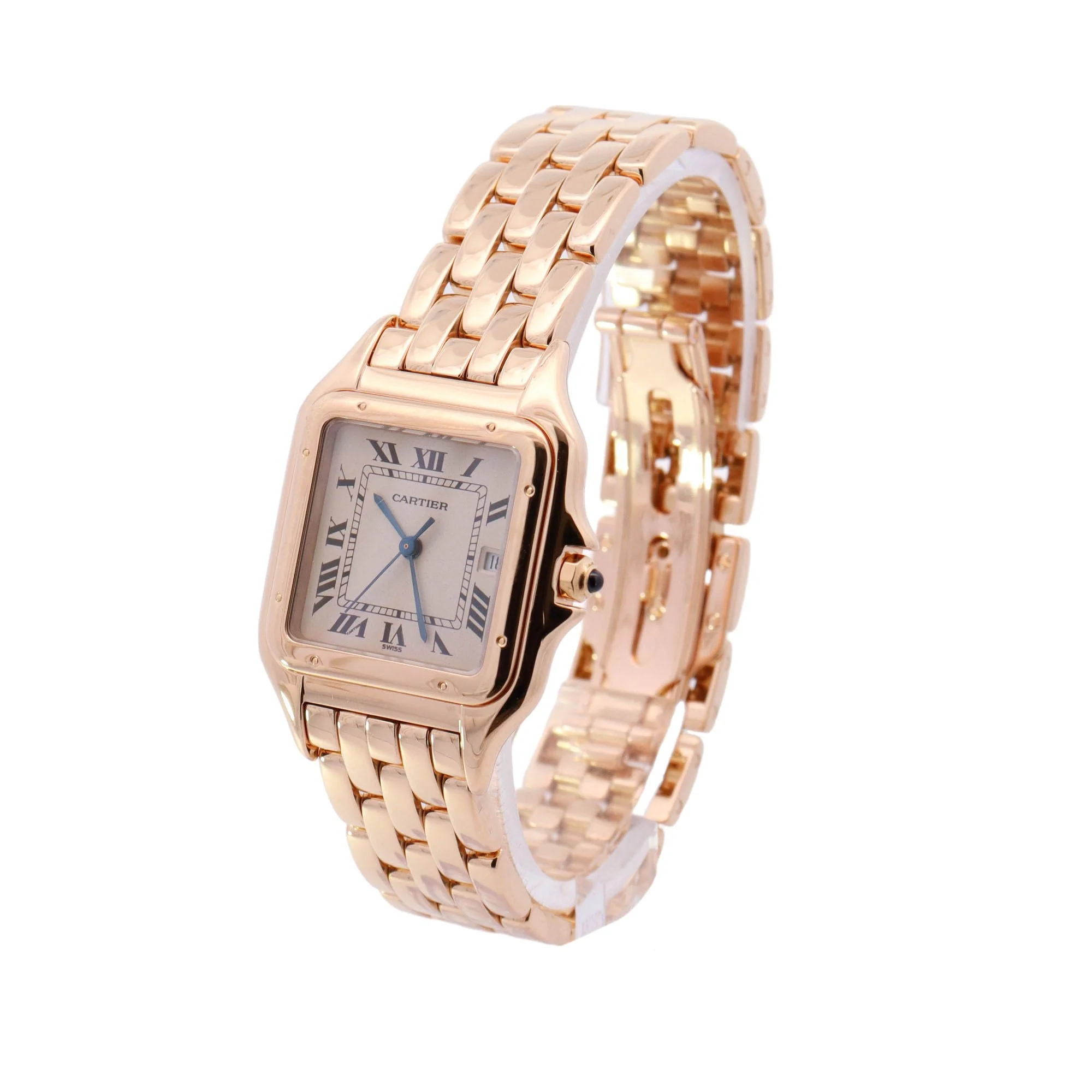 Cartier Panthere Yellow Gold 28mm Off White Roman Dial Watch Reference# 887968 - Image 2