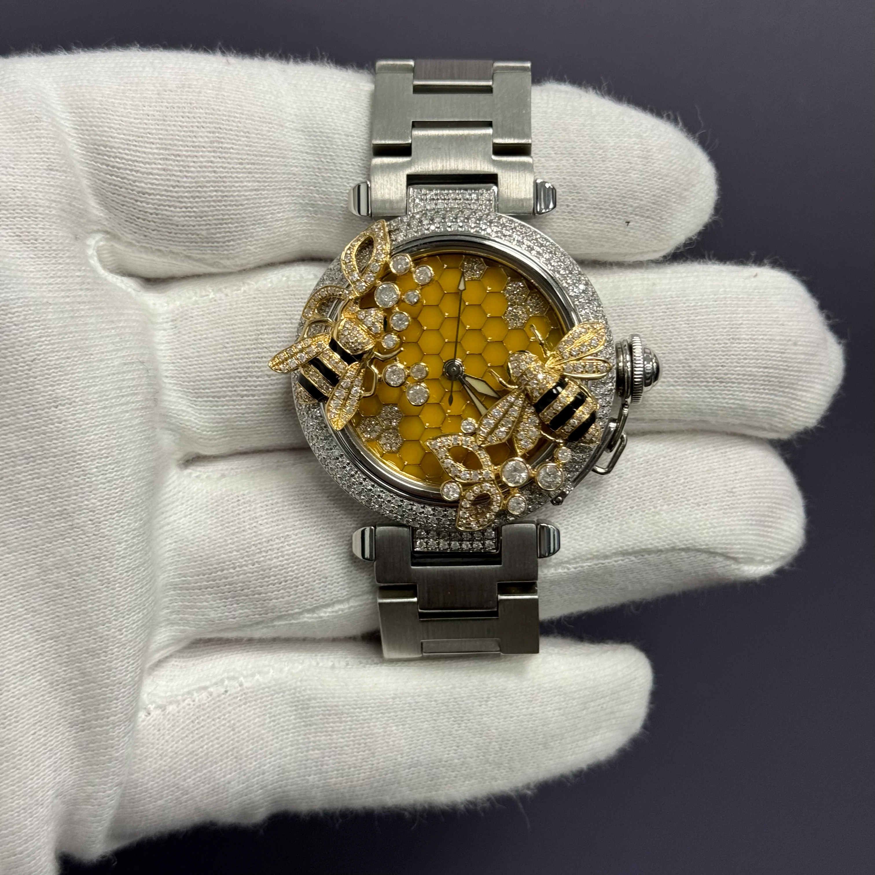 Cartier Pasha 35mm Custom Honeycomb Dial Watch Ref# W31043M7 - Image 2