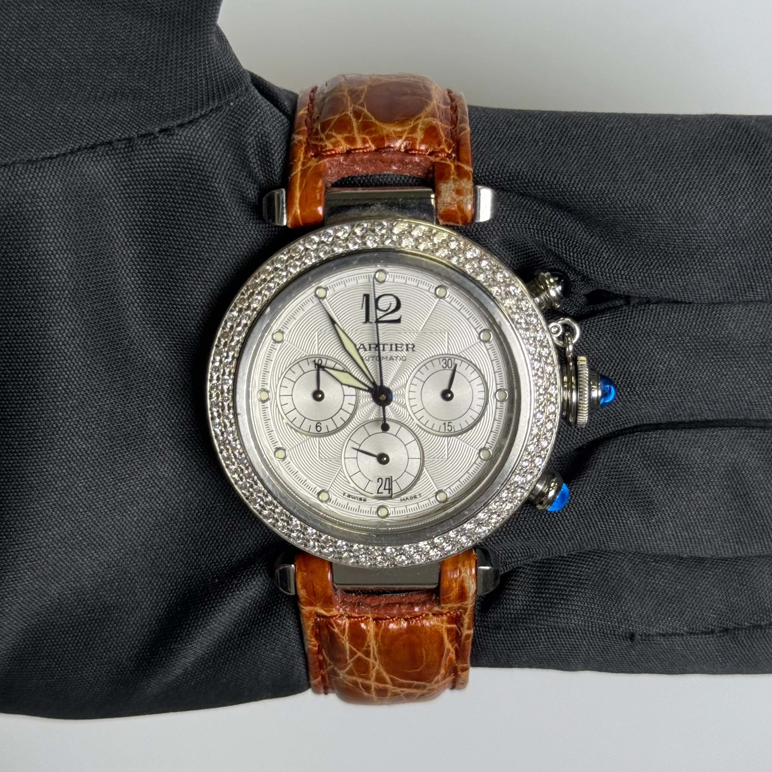 Cartier Pasha 38mm Silver Dial Watch Ref# W3103055 - Image 2