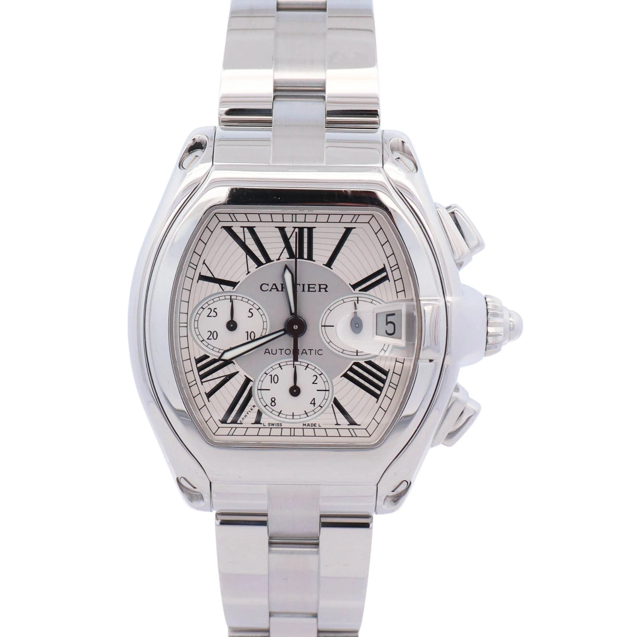 Cartier Roadster 48mm Silver Dial Watch Ref# W62019X6