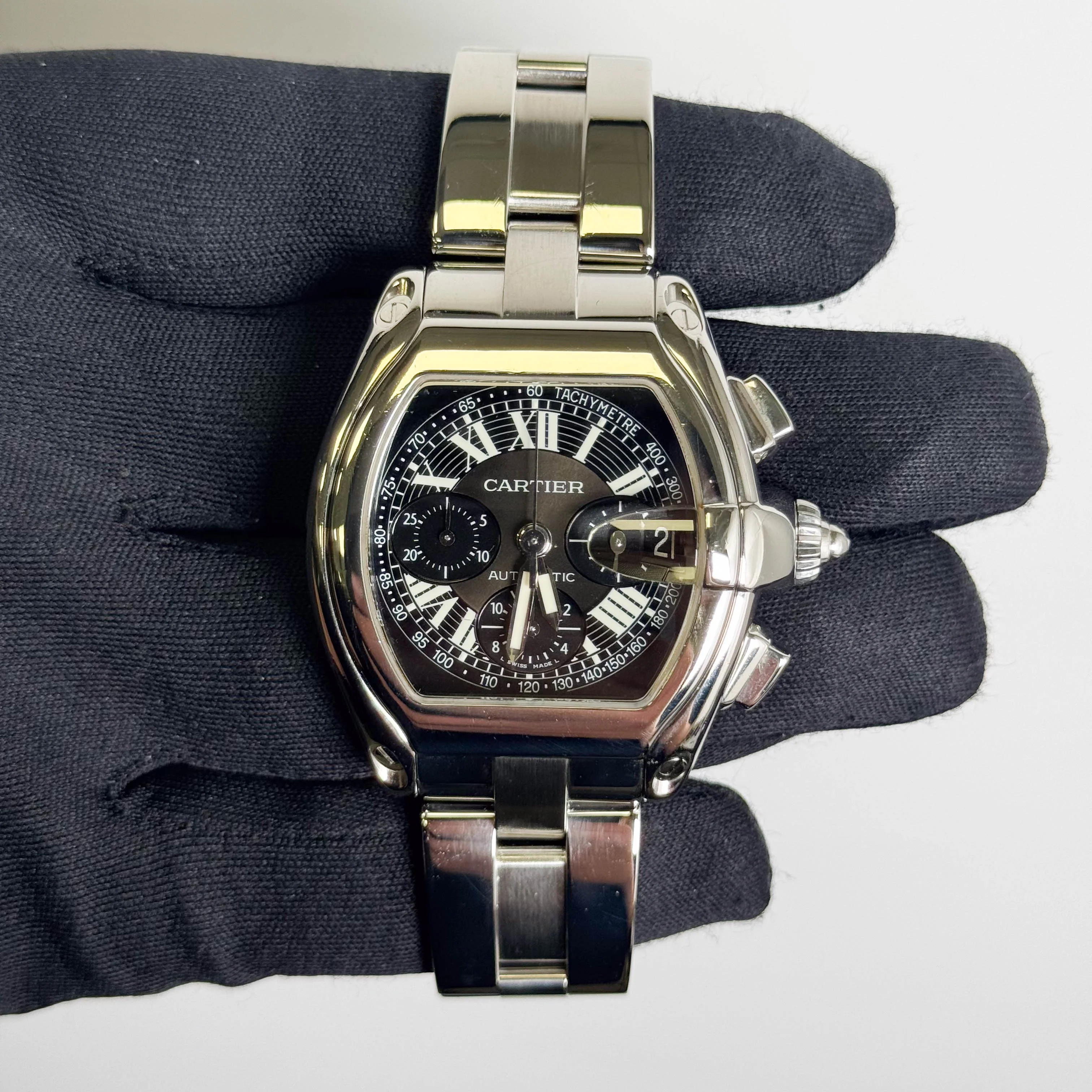 Cartier Roadster XL Stainless Steel 43mm Black Chronograph Dial Watch Ref# W62007X6 - Image 2