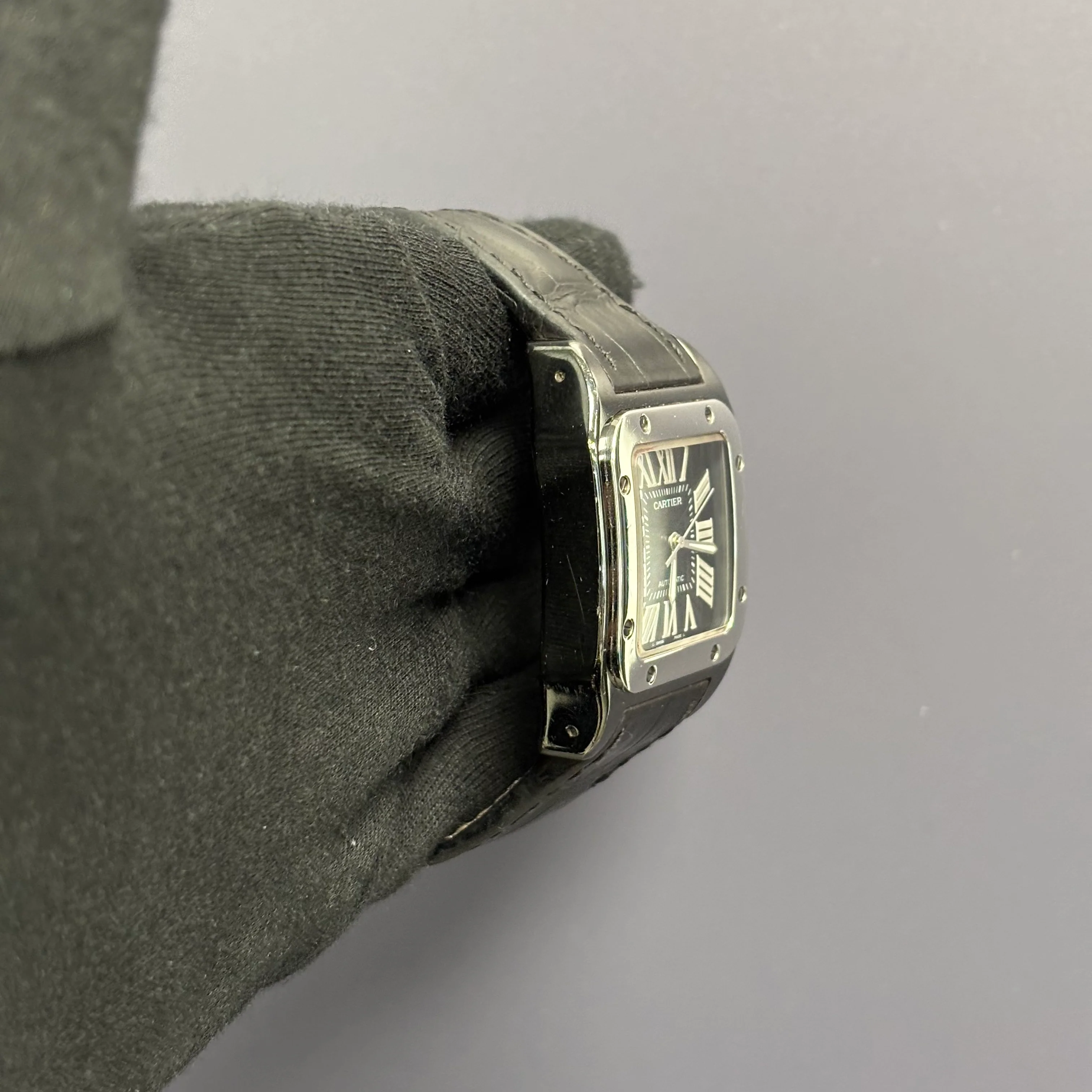 Cartier Santos 33mm Black Dial Watch Ref# W2020008 - Image 3