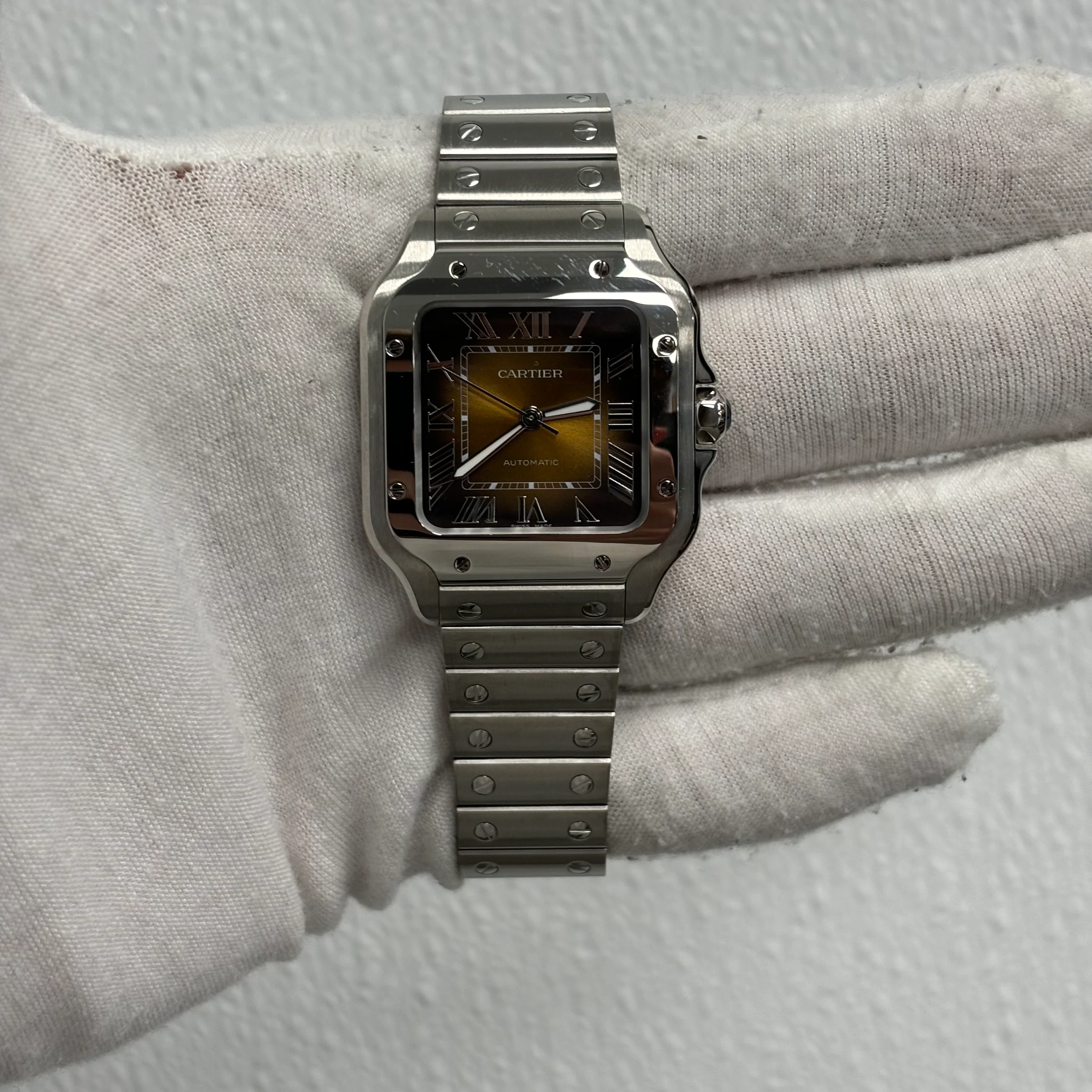 Cartier Santos 35mm Brown Dial Watch Ref# WSSA0065 - Image 2