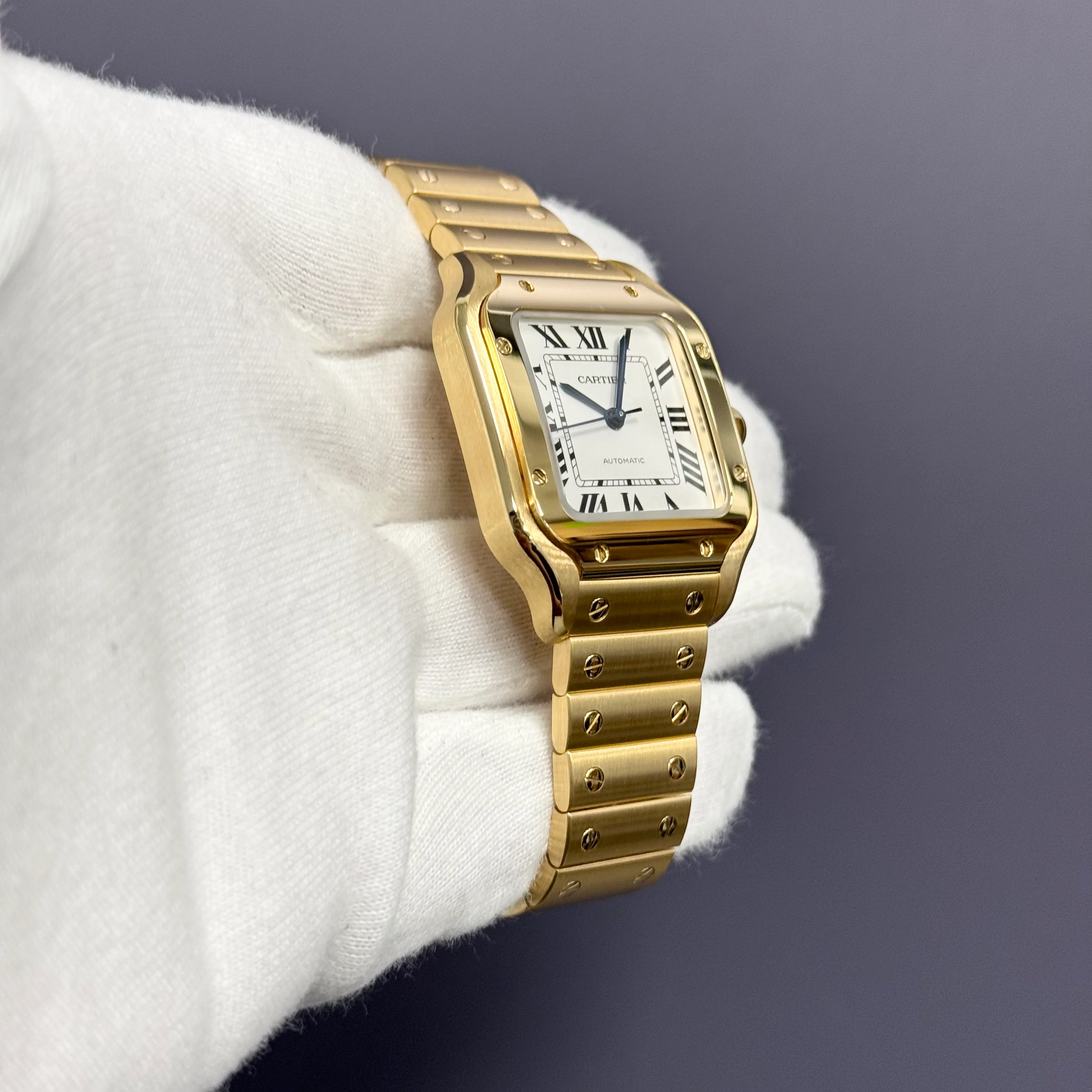 Cartier Santos 35mm Yellow Gold White Dial Watch Ref# WGSA0030 - Image 2