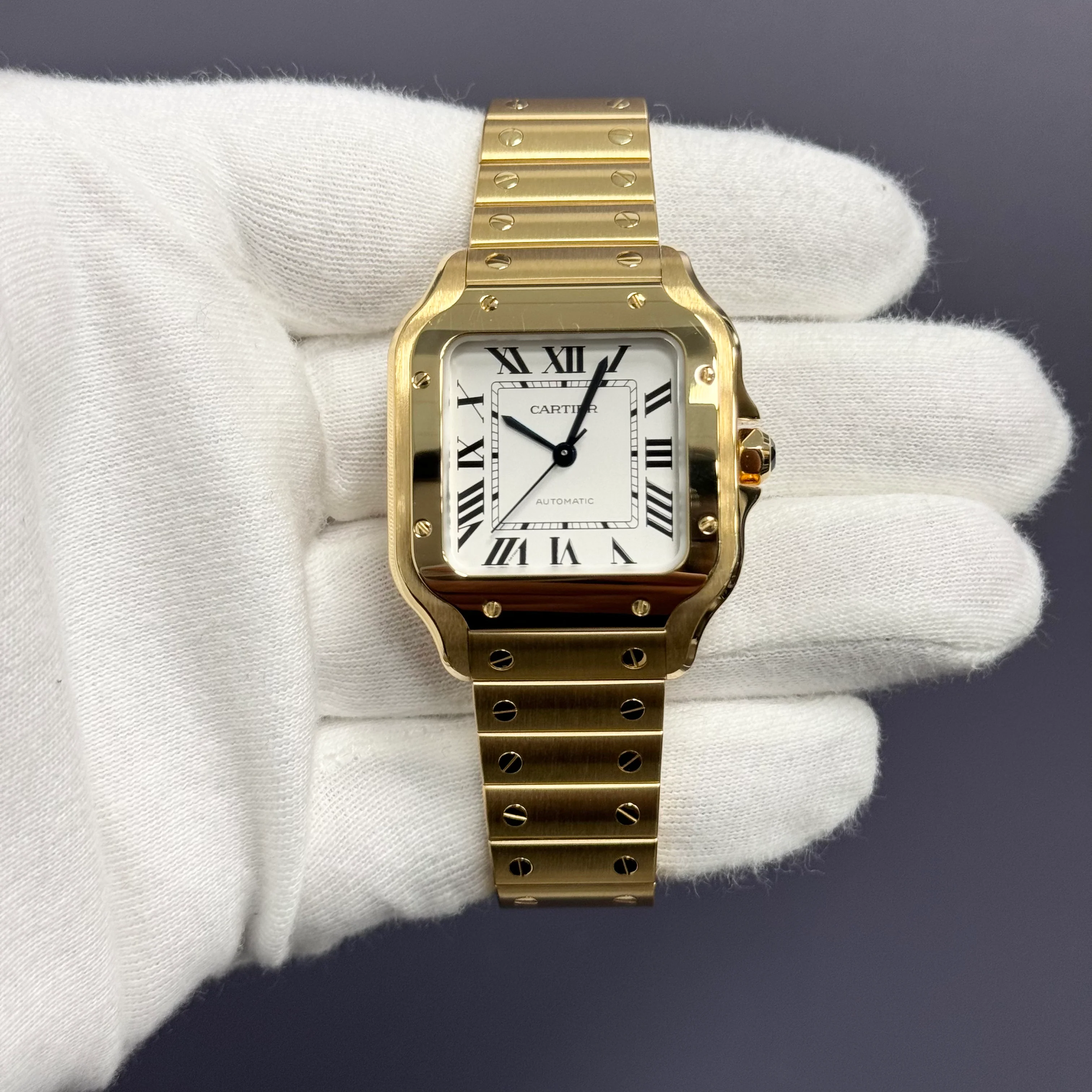 Cartier Santos 35mm Yellow Gold White Dial Watch Ref# WGSA0030 - Image 3
