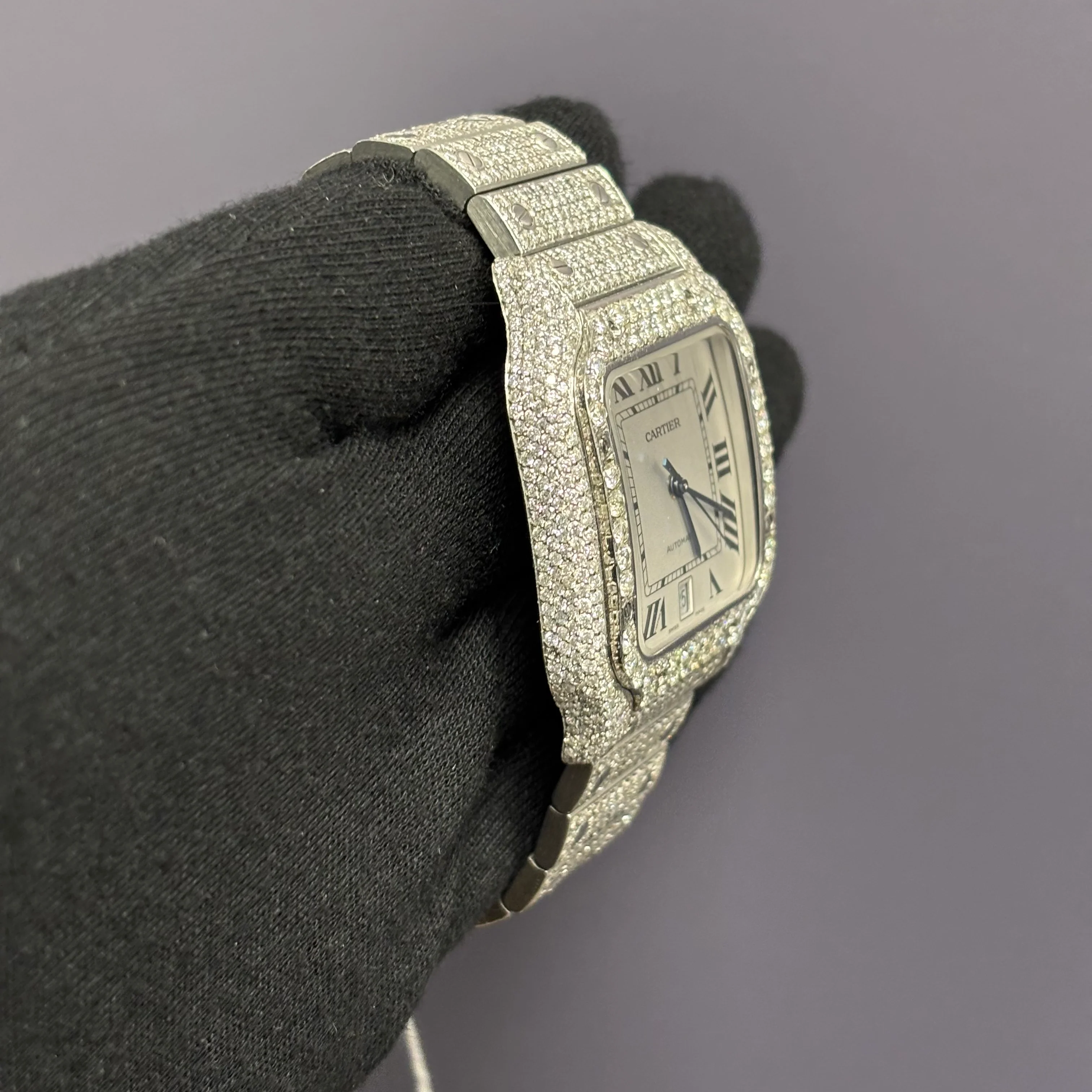 Cartier Santos 40mm Pave Dial Watch Ref# WSSA0030 - Image 3
