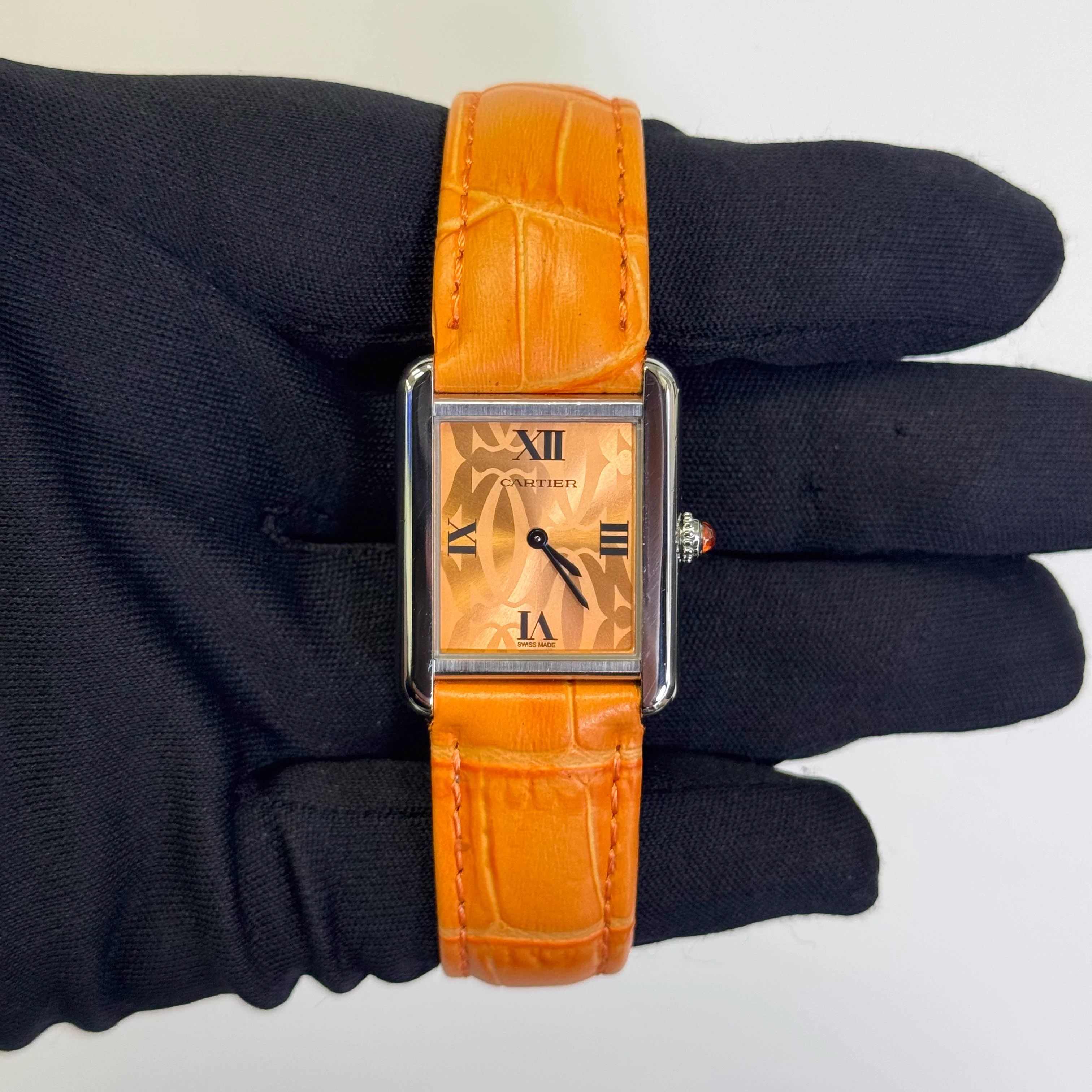 Cartier Tank Solo 23mm Orange Dial Watch Ref# W1019455 - Image 2